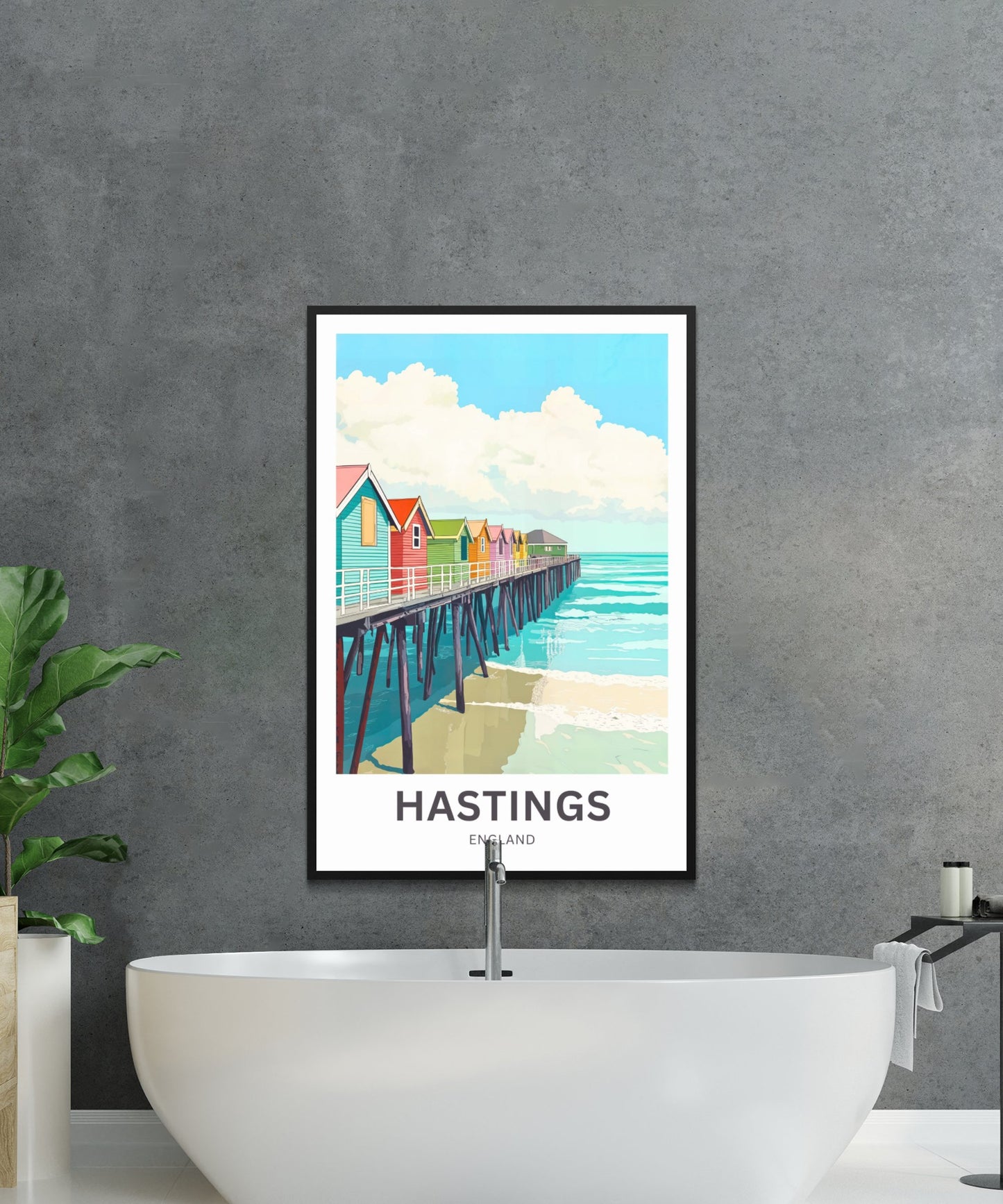 Hastings Travel Poster- Captivating Beach and Pier