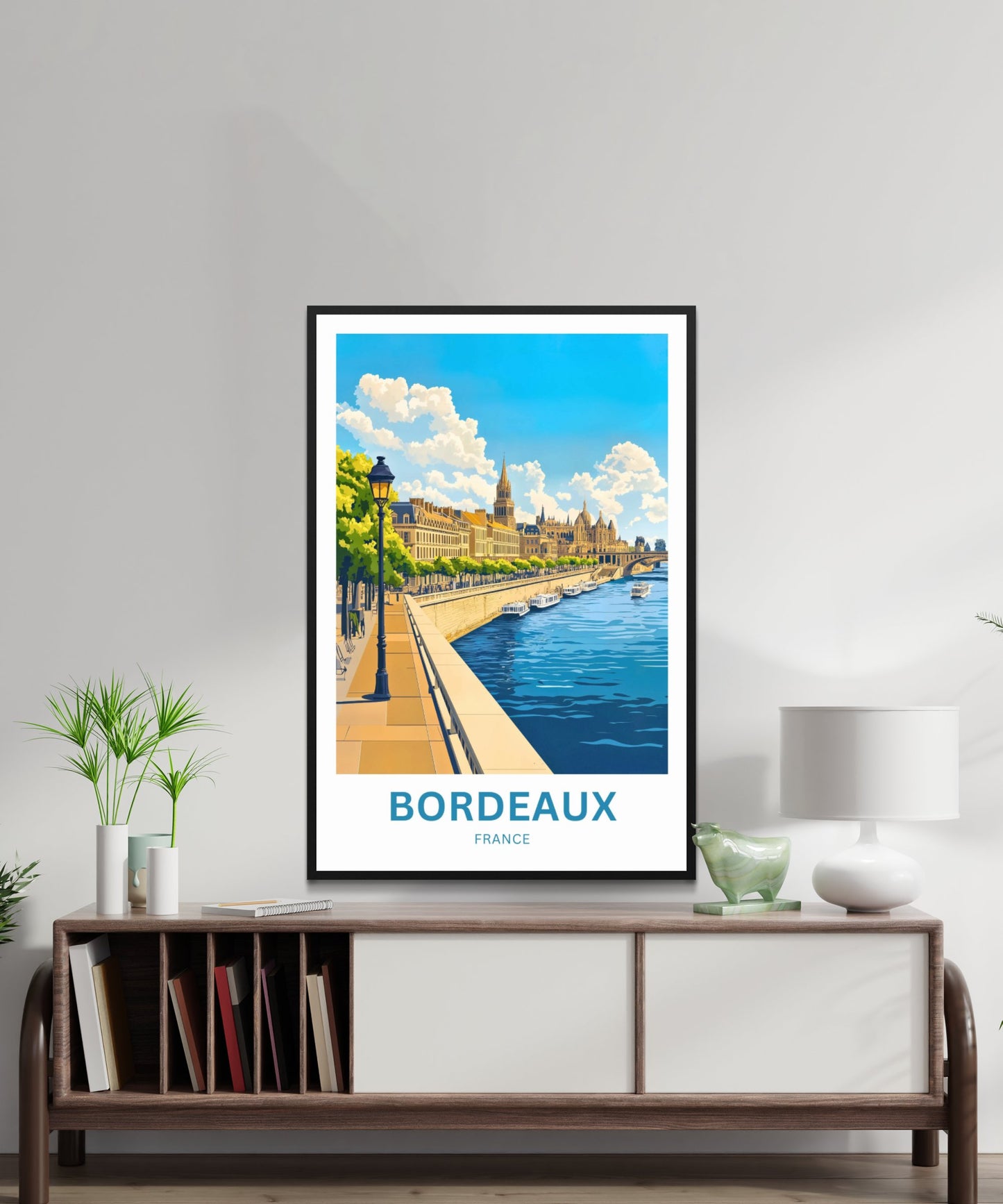 Bordeaux Travel Poster - France Riverside View