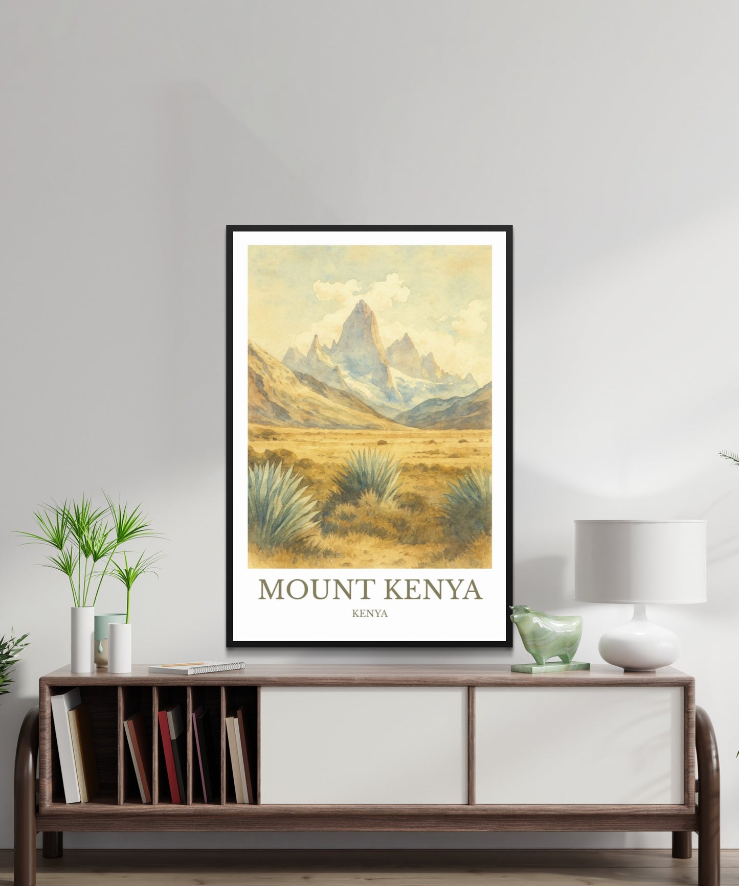 Mount Kenya, Watercolor design poster, Africa Print, Mount Kenya Wall Art