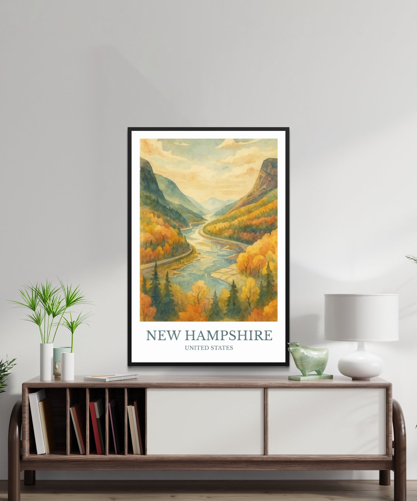 New Hampshire, Watercolor design poster, United States Print, New Hampshire Wall Art