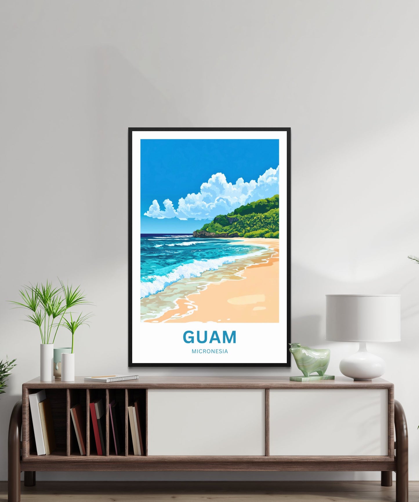 Guam Travel Poster - Breathtaking Serene View of Guam Beach
