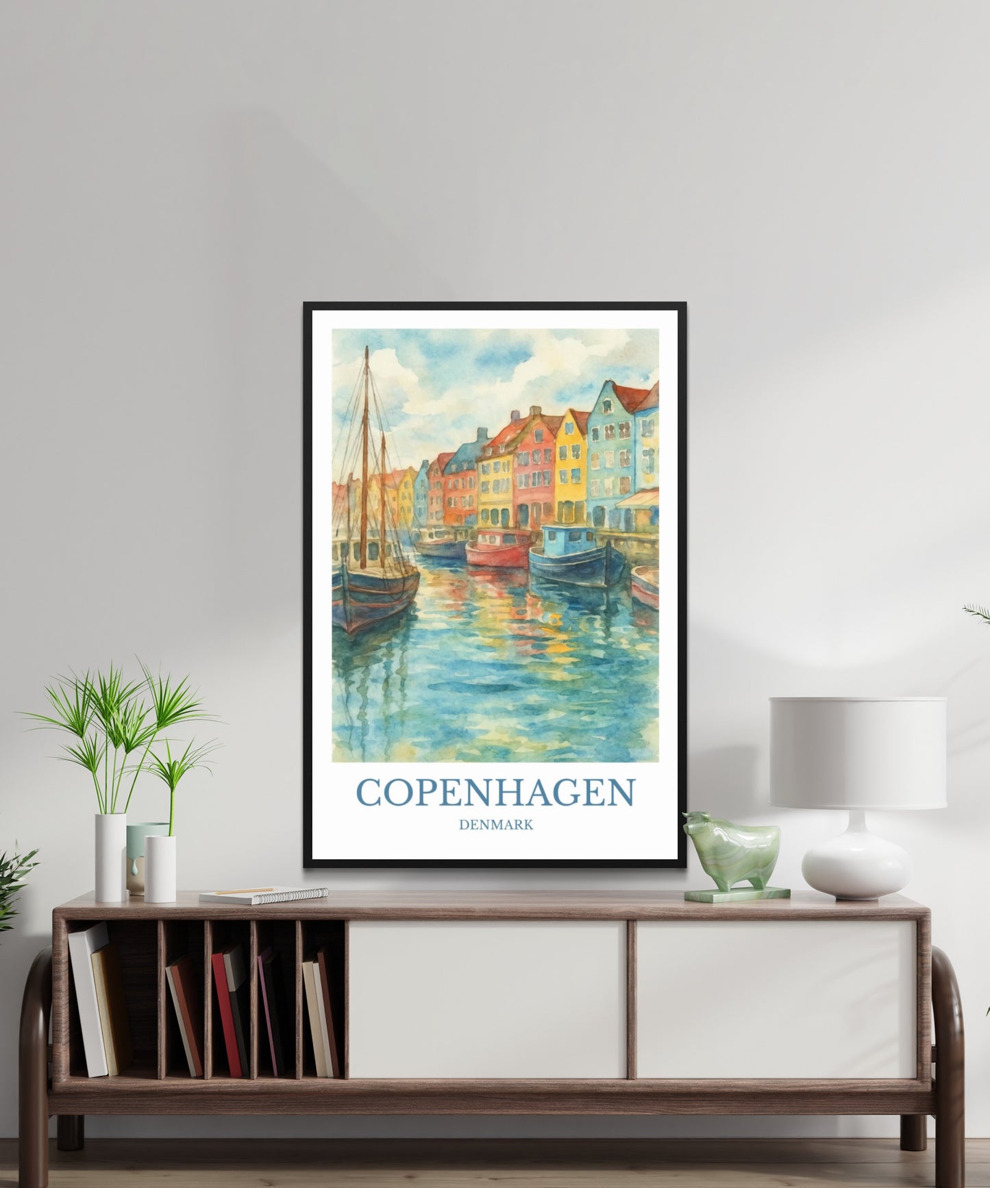 Copenhagen, Watercolor design poster, Denmark Print, Copenhagen Wall Art