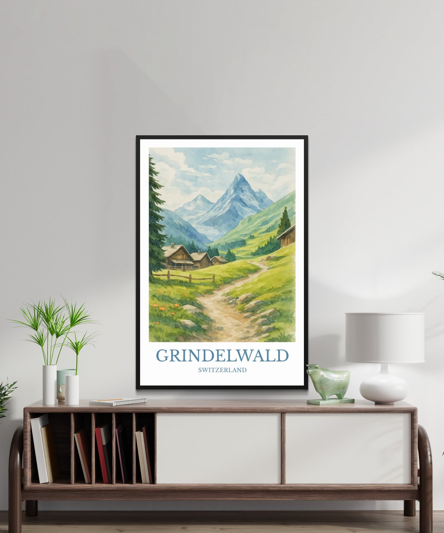 Grindelwald, Watercolor design poster, Switzerland Print, Grindelwald Wall Art