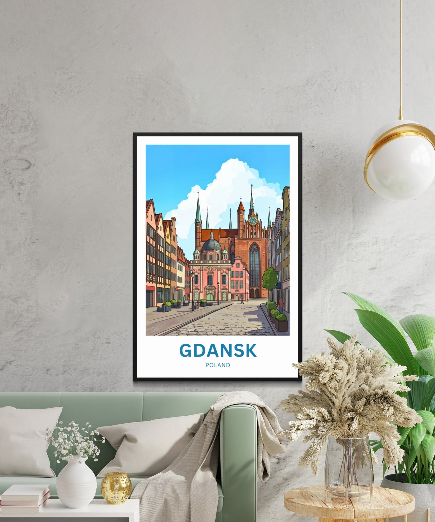 Gdańsk Travel Poster - Market day in the old city