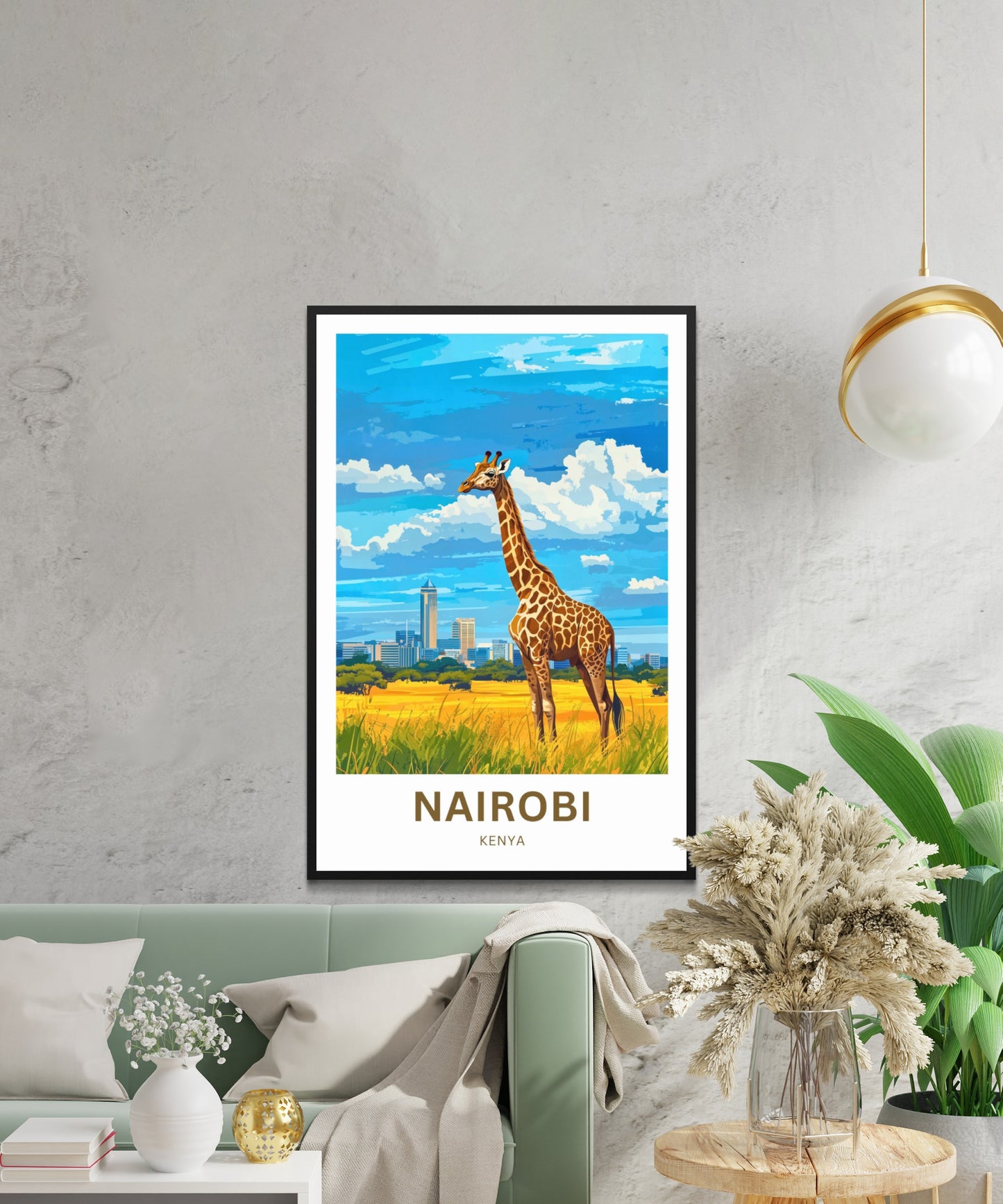 Nairobi Travel Poster - Captivating Girafe and Skyline