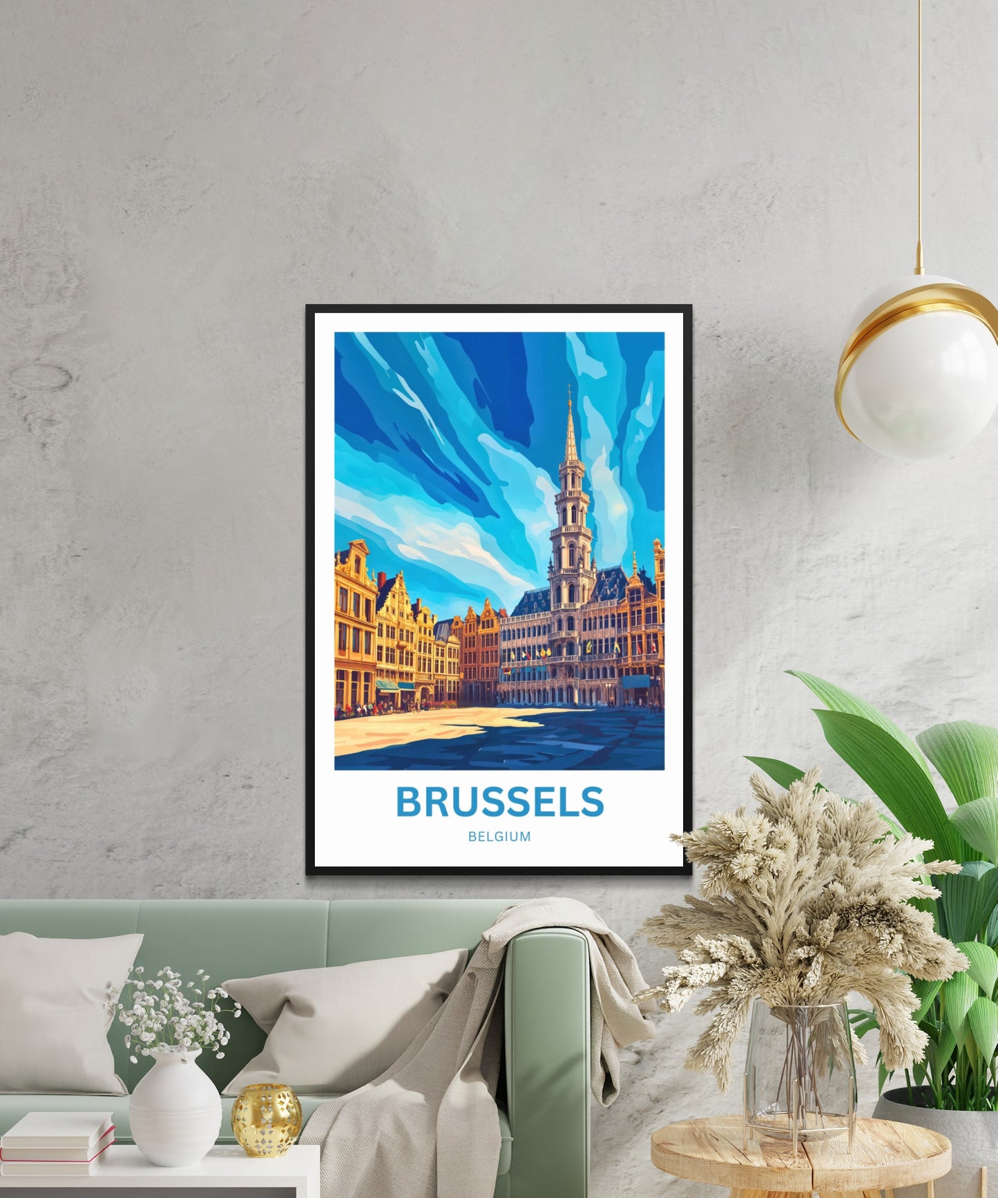 Brussels Travel Poster - Belgium Grand Place