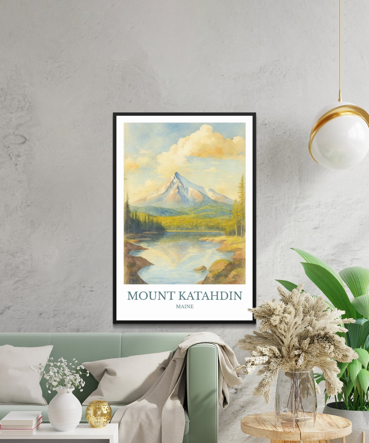 Mount Katahdin, Watercolor design poster, Maine Print, Mount Katahdin Wall Art