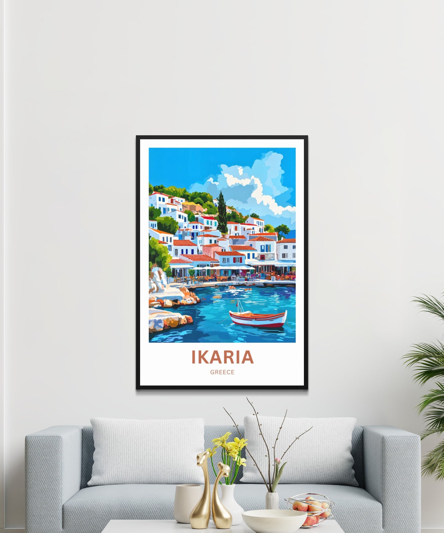 Ikaria Beach Travel Poster - Mediterranean Charm