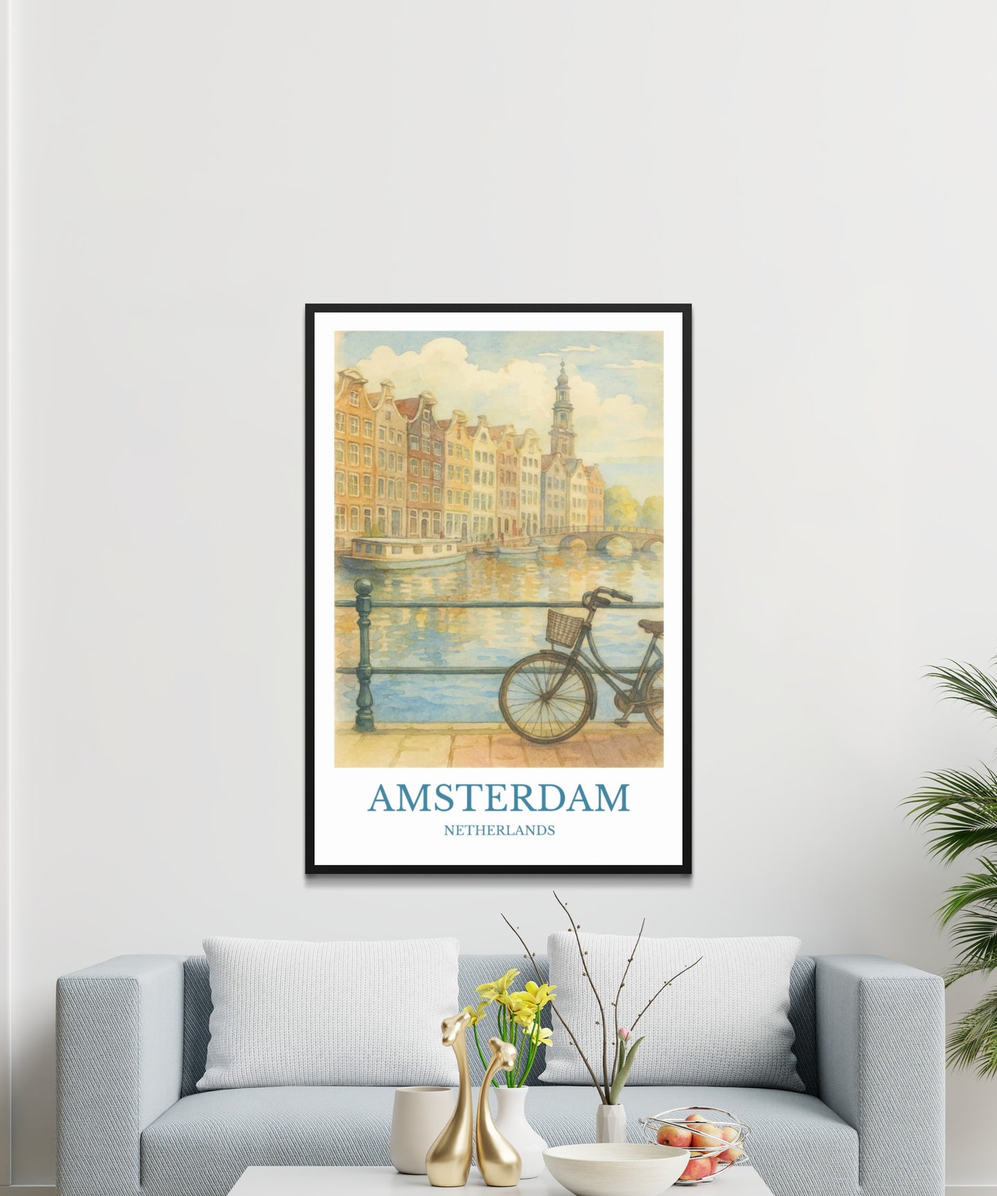 Amsterdam, Watercolor design poster, Netherlands Print, Amsterdam Wall Art