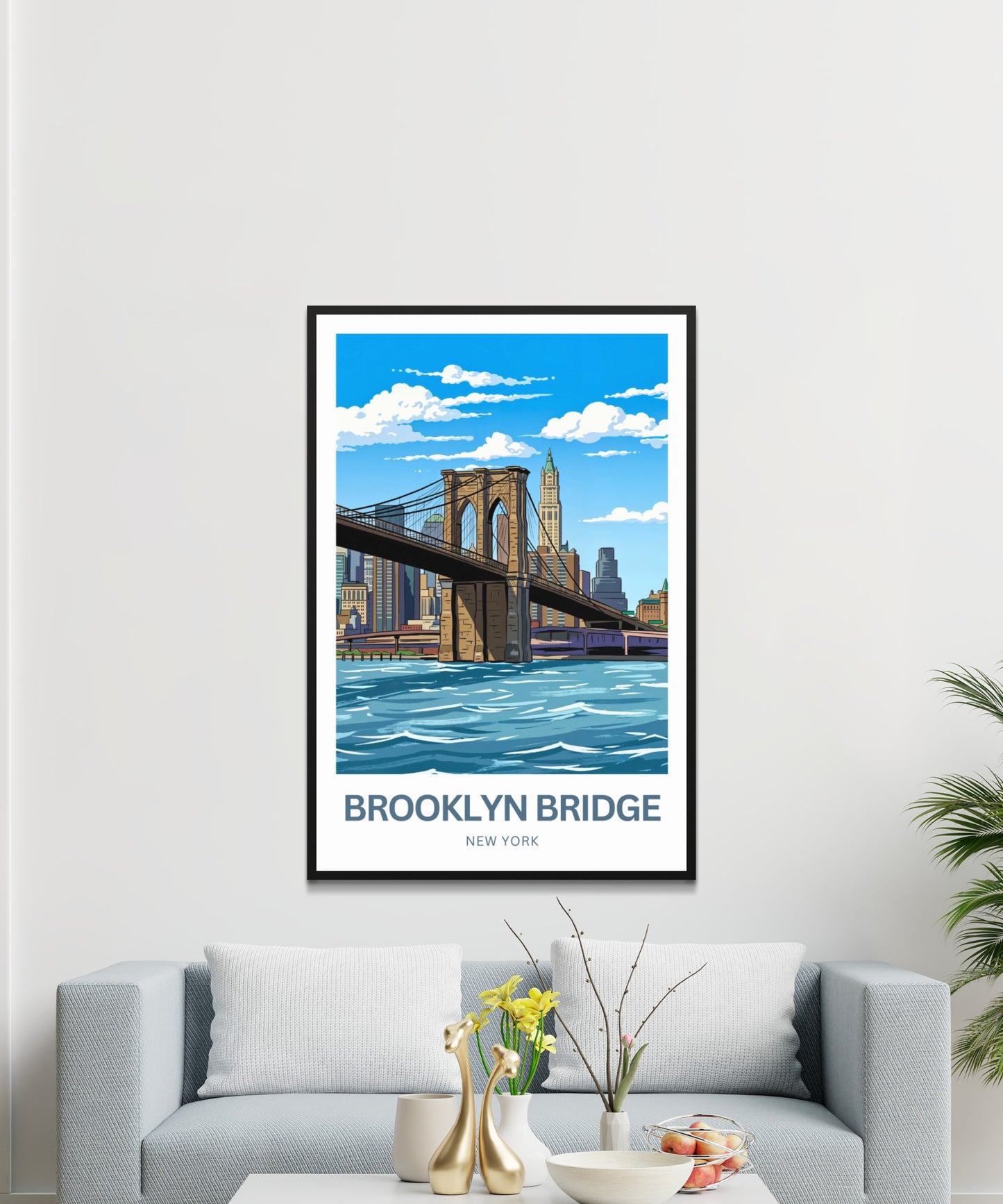Brooklyn Bridge Travel Poster - Manhattan to Brooklyn