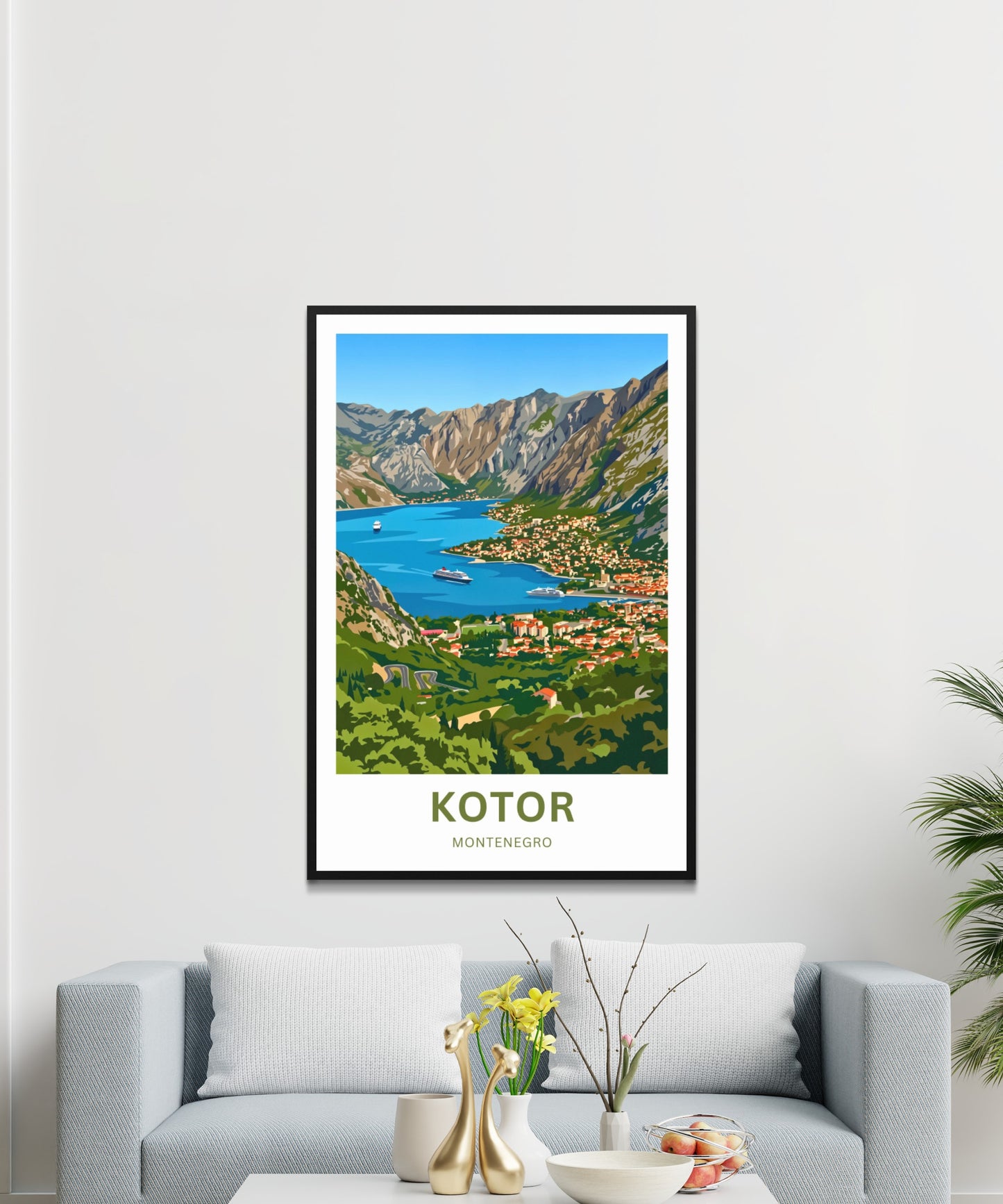 Kotor Travel Poster - Montenegro Aerial View
