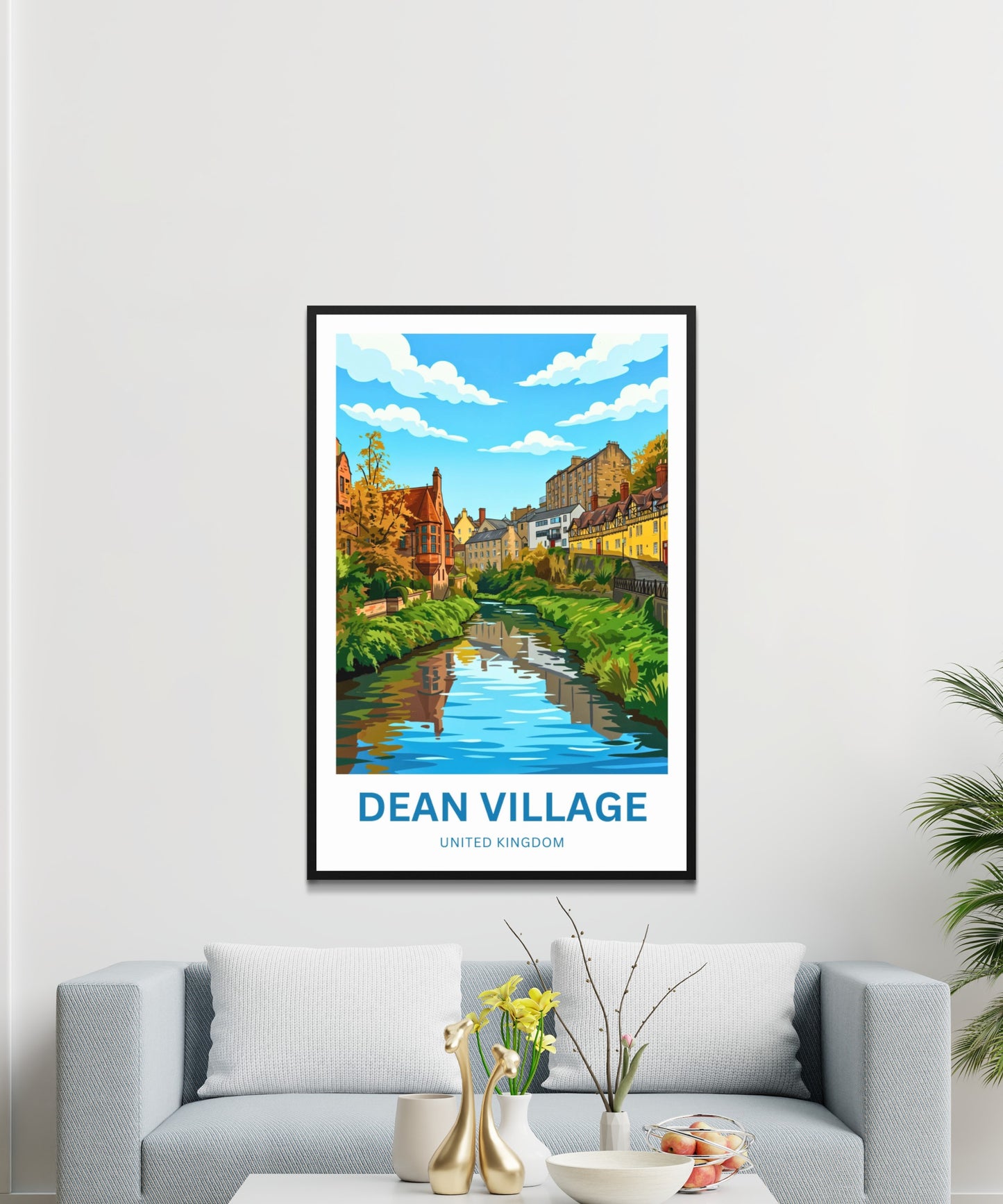 Dean Village Travel Poster - Water of Leith Serenity