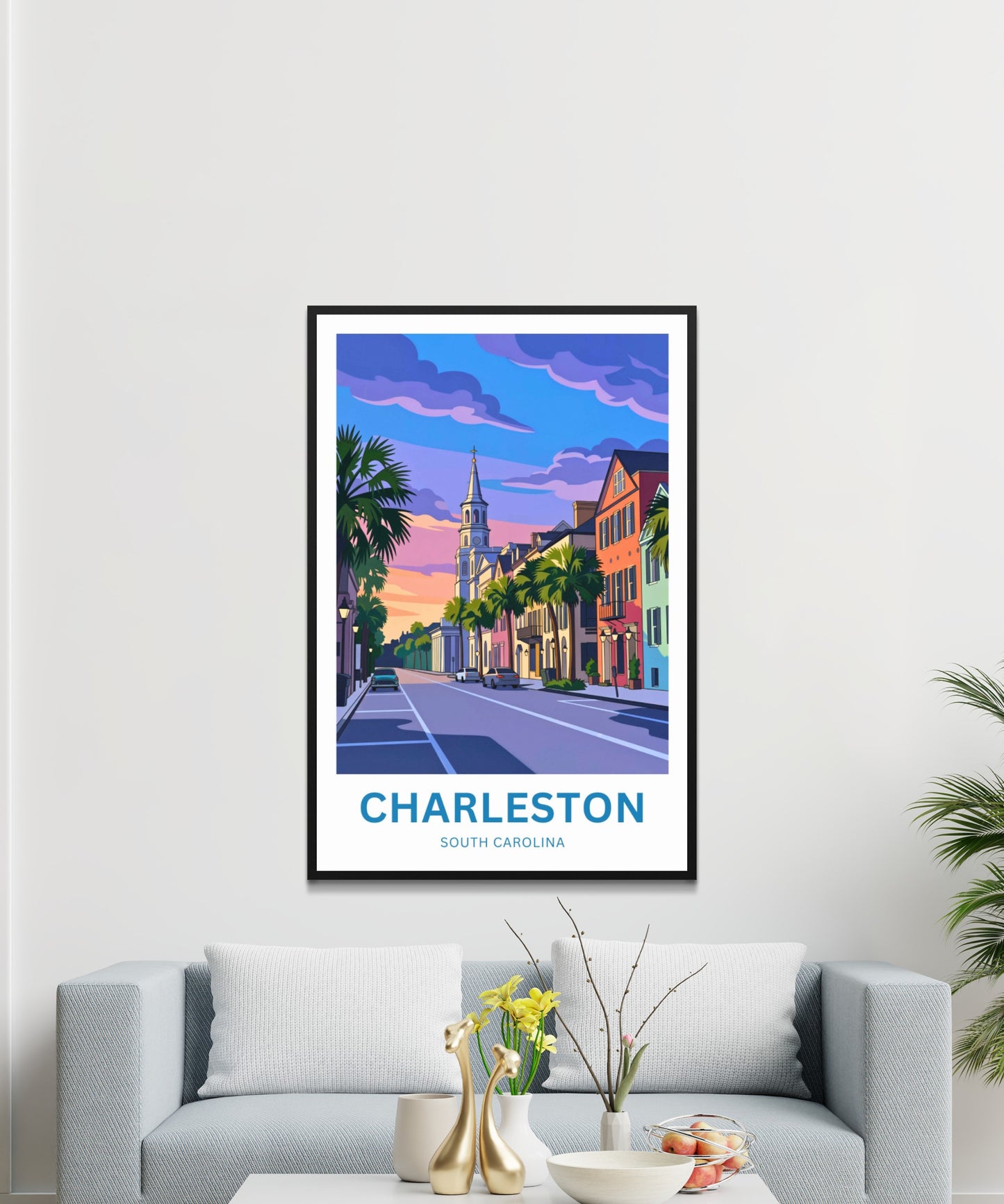 Charleston Historic District Travel Poster - Street Elegance
