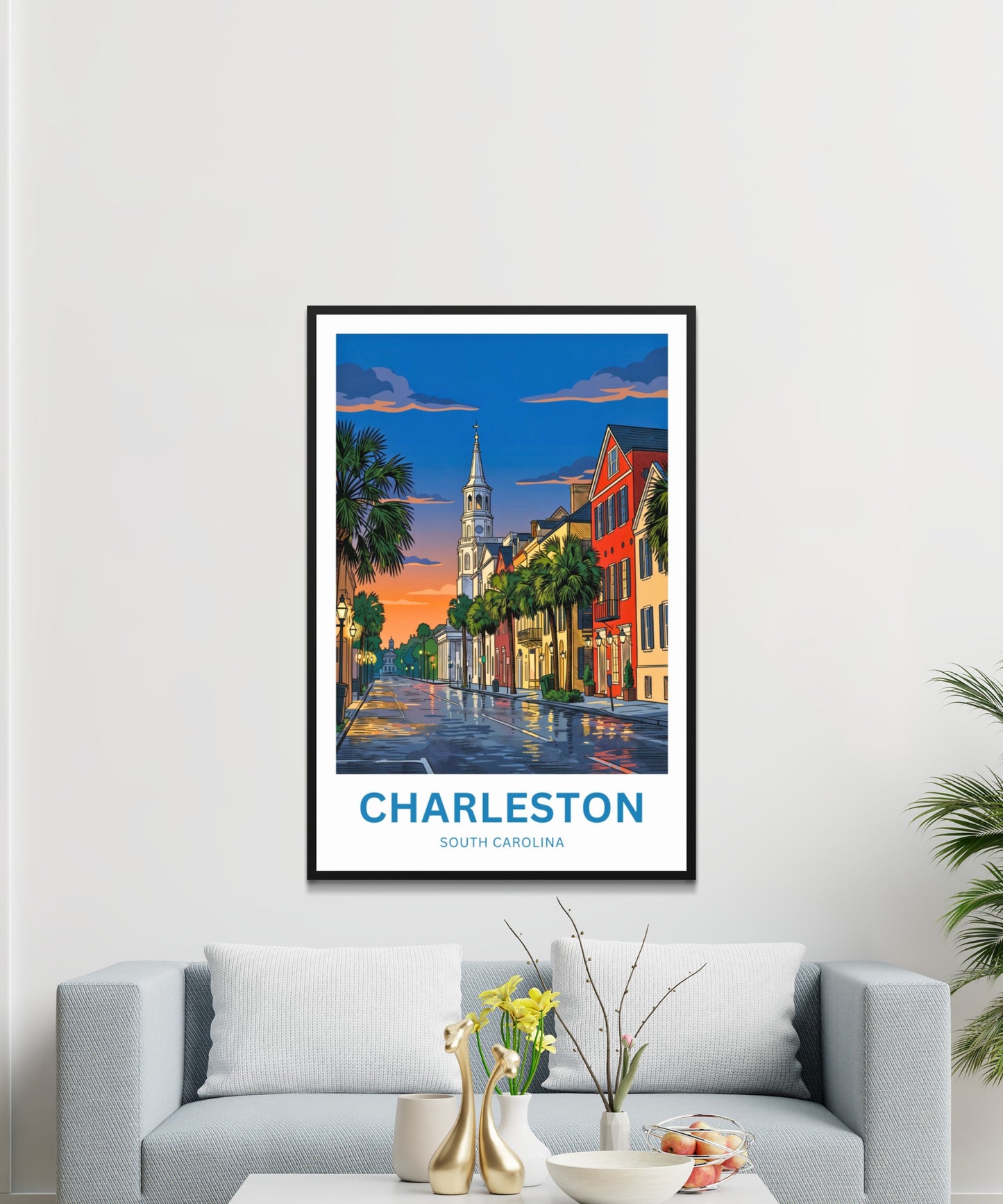 Charleston Historic District Travel Poster - Southern Serenity