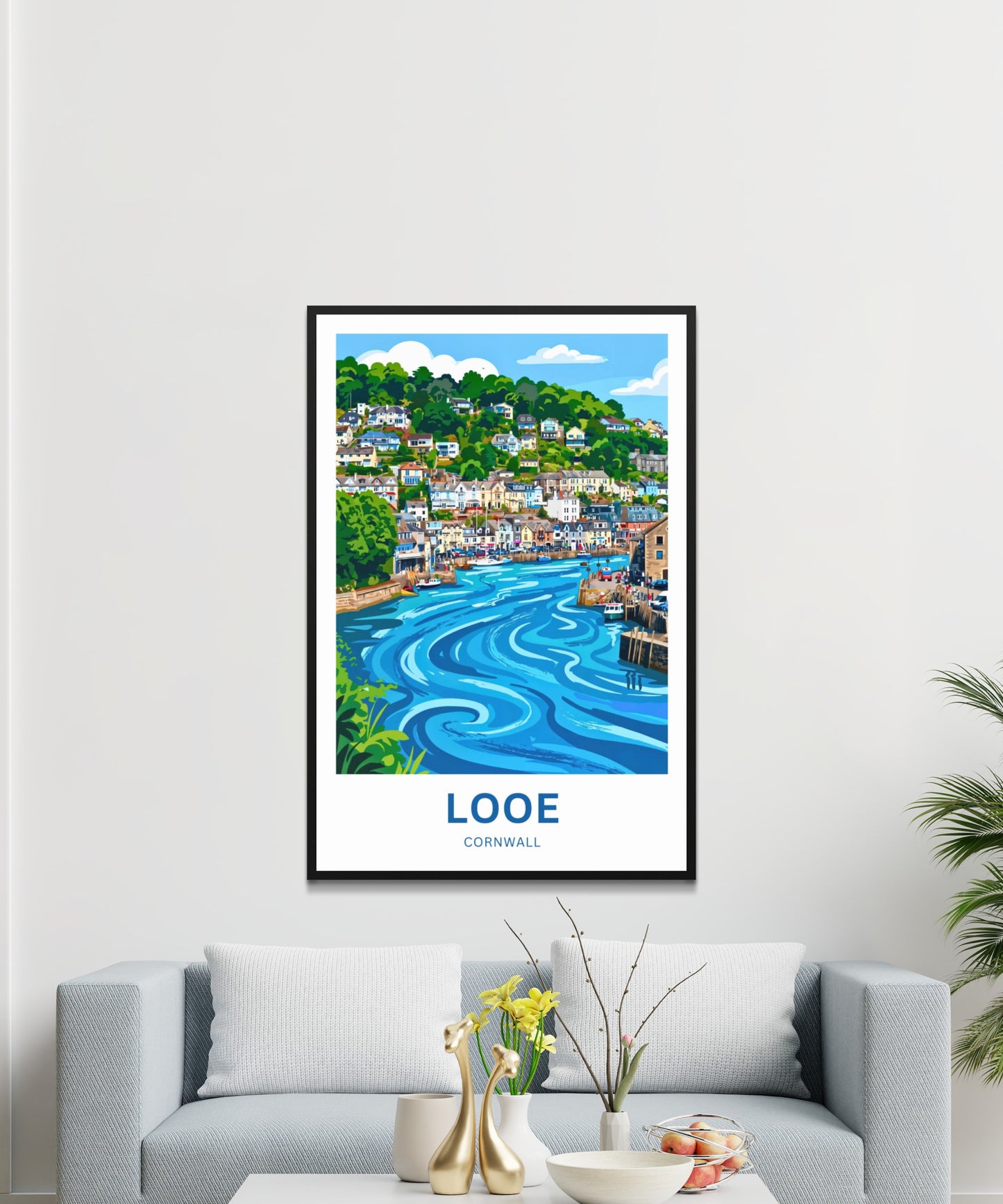 Looe, Cornwall Travel Poster - Harbour Days