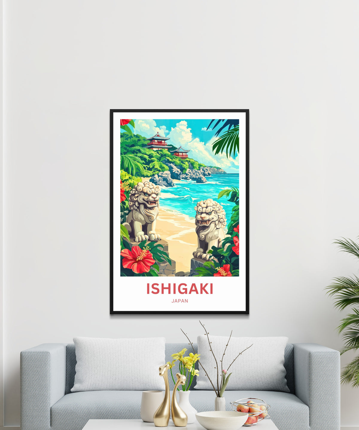 Ishigaki Travel Poster - Temple Cliffs of Ishigaki