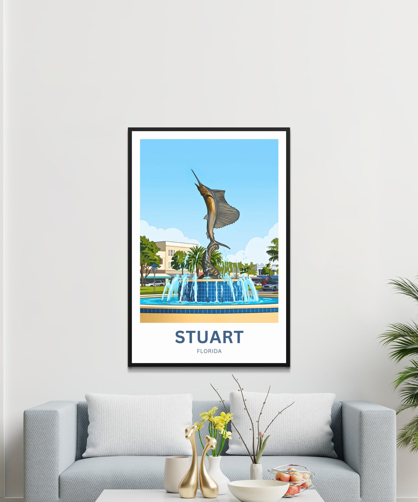 Stuart, Florida Travel Poster - Where the Sailfish Rises