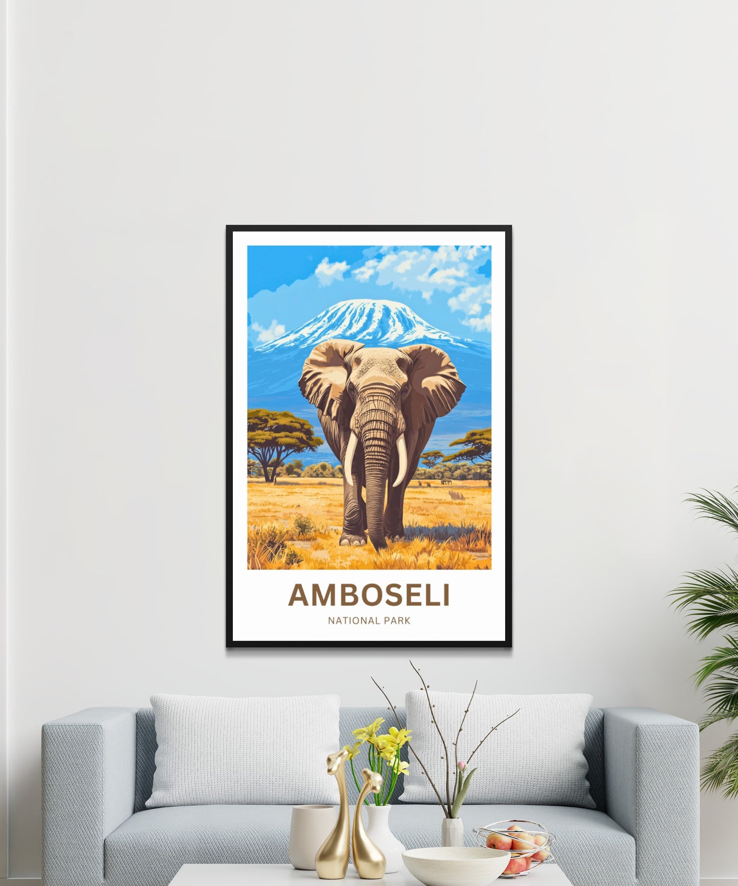 Amboseli National Park Travel Poster - Great Tusker and Kilimanjaro