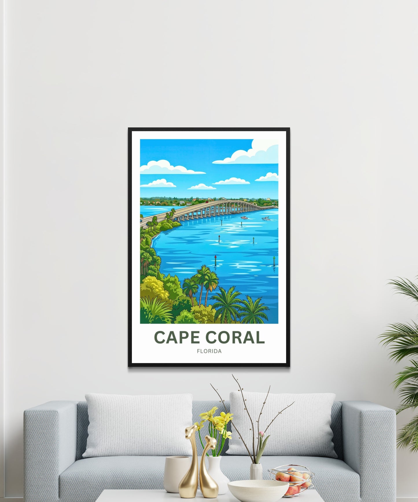 Cape Coral, Florida Travel Poster - Beautiful Bridge