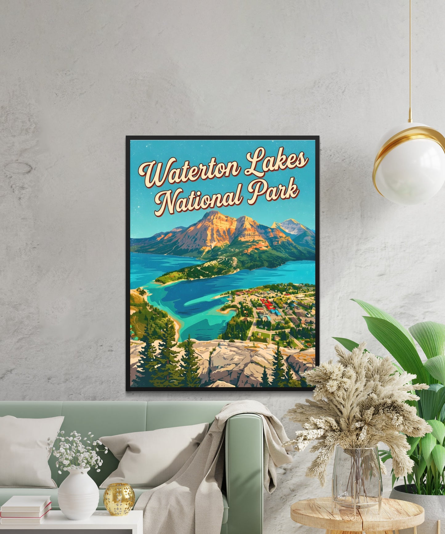 Waterton Lakes National Park Vintage Travel Poster - Where Prairies Meet the Peaks