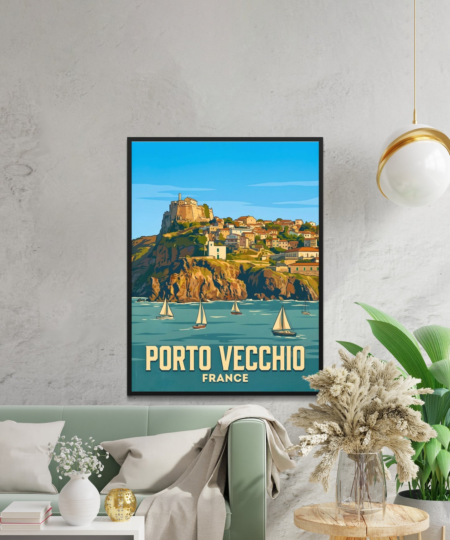 Porto Vecchio Vintage Travel Poster - Timeless Coastal Village