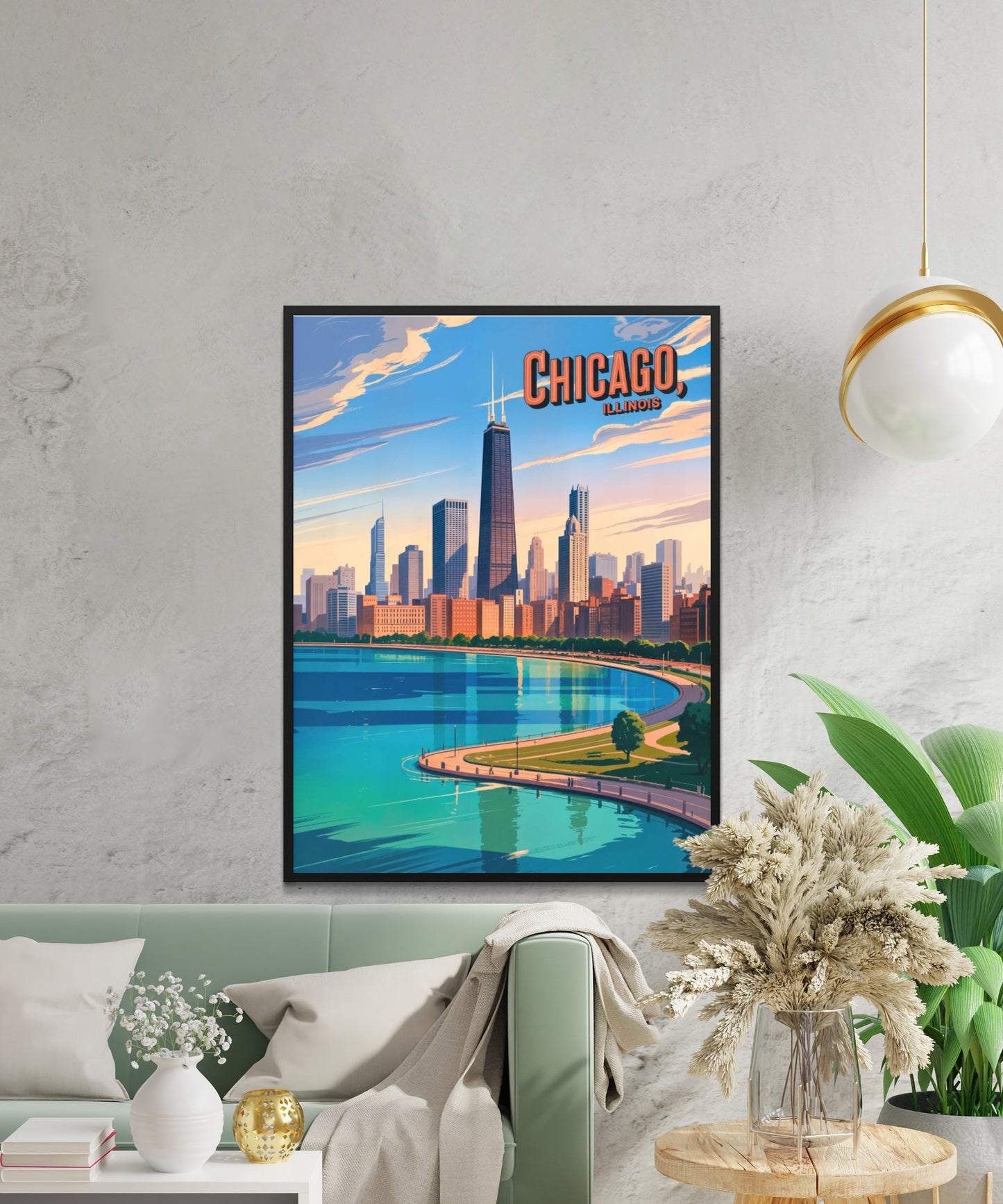 Chicago Vintage Travel Poster - Lakefront City View