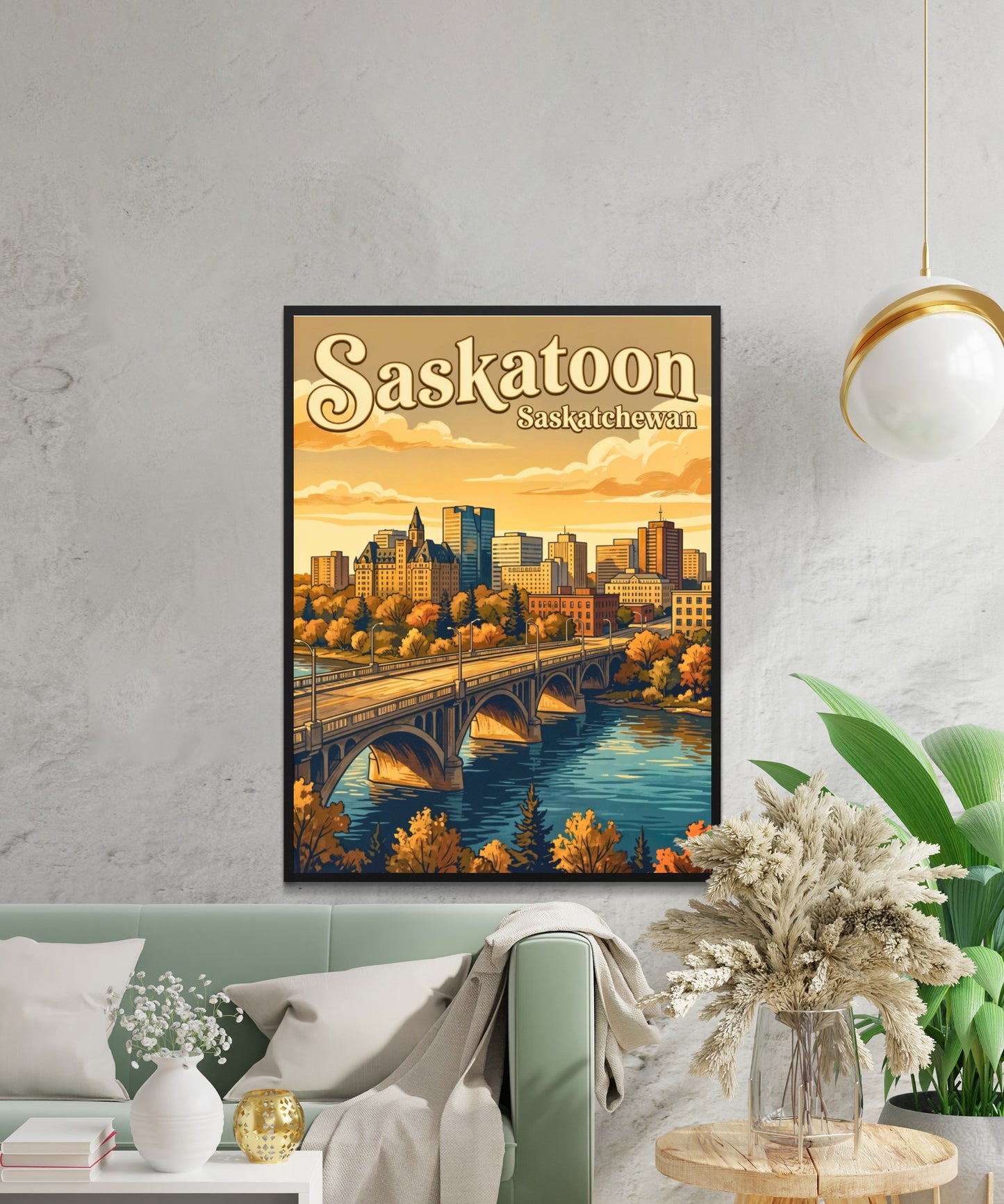 Saskatoon Vintage Travel Poster - Downtown