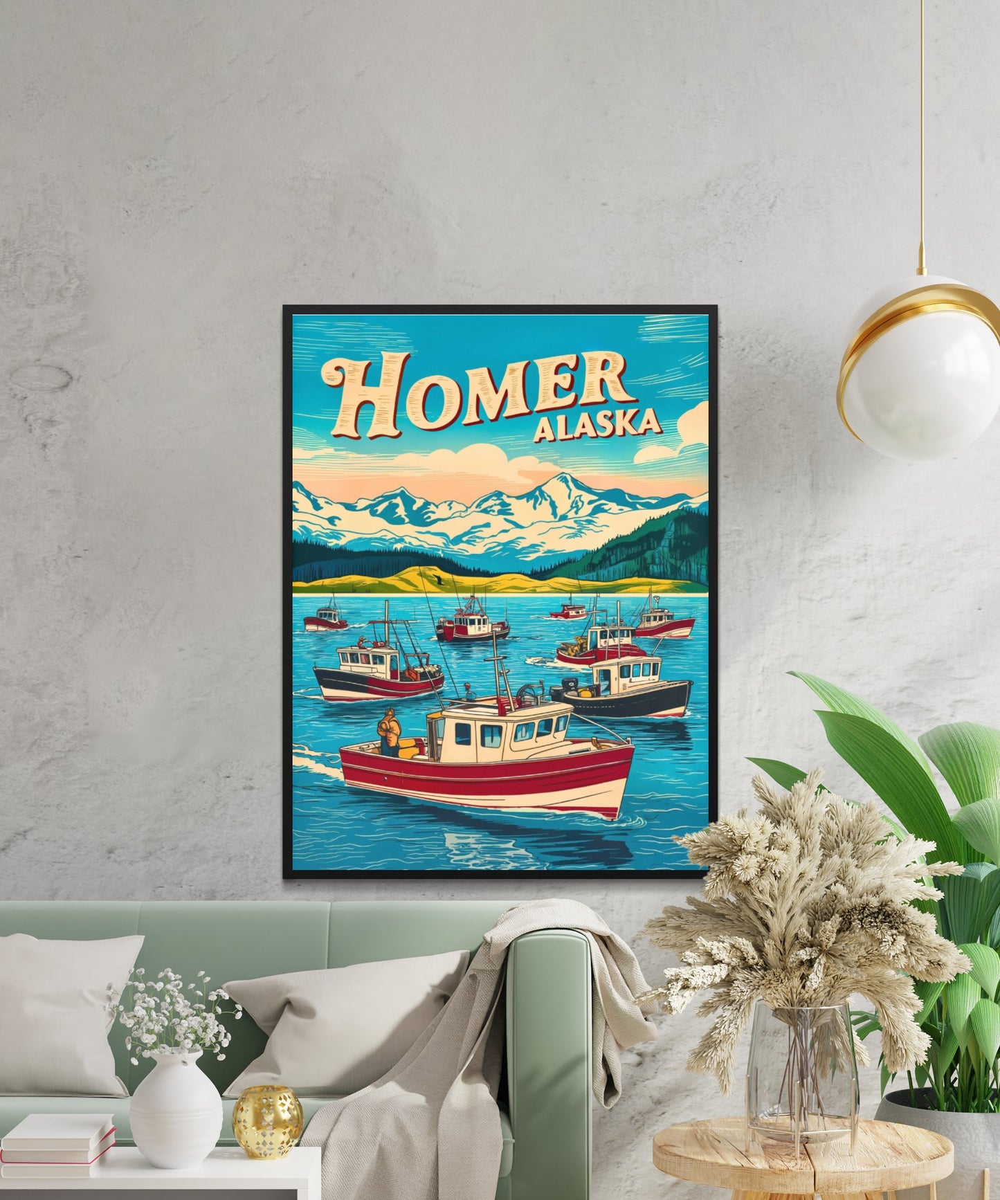 Homer Vintage Travel Poster - Halibut Fishing Capital of the World