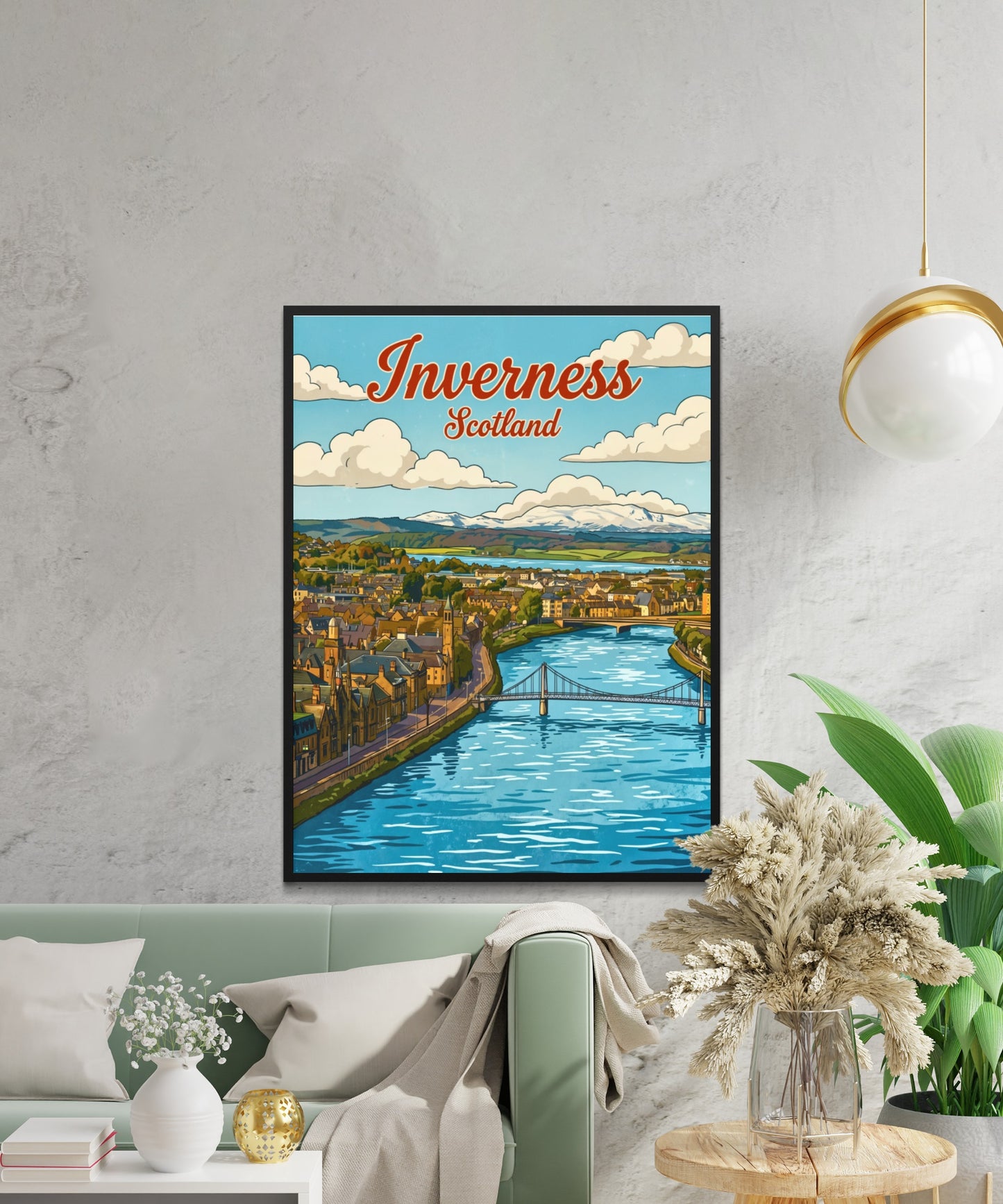 Inverness Vintage Travel Poster - Aerial View