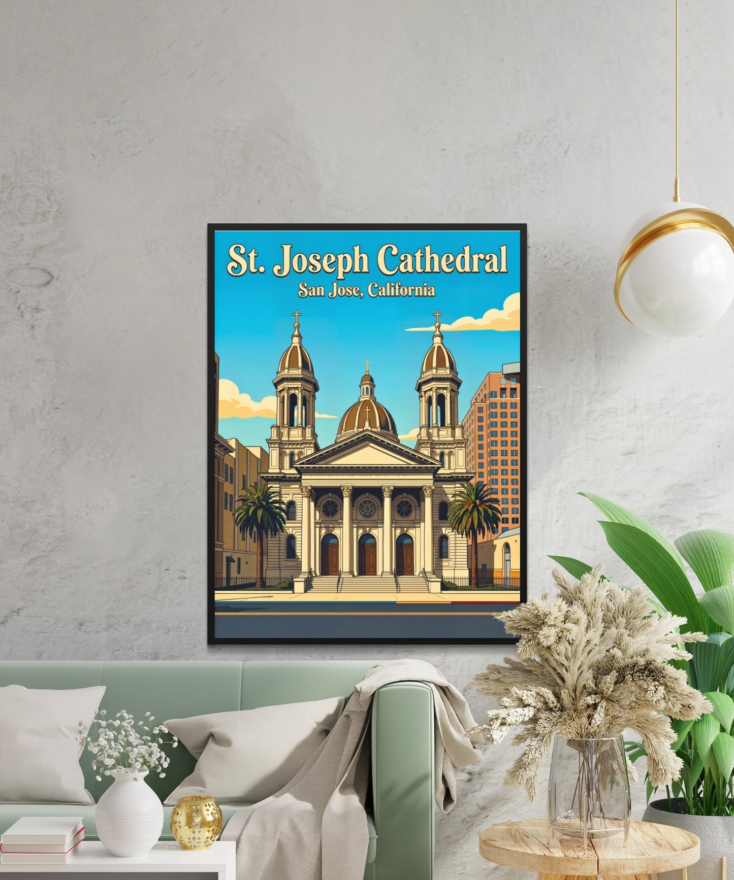 St. Joseph Cathedral Vintage Travel Poster - Historic Cathedral Elegance, California