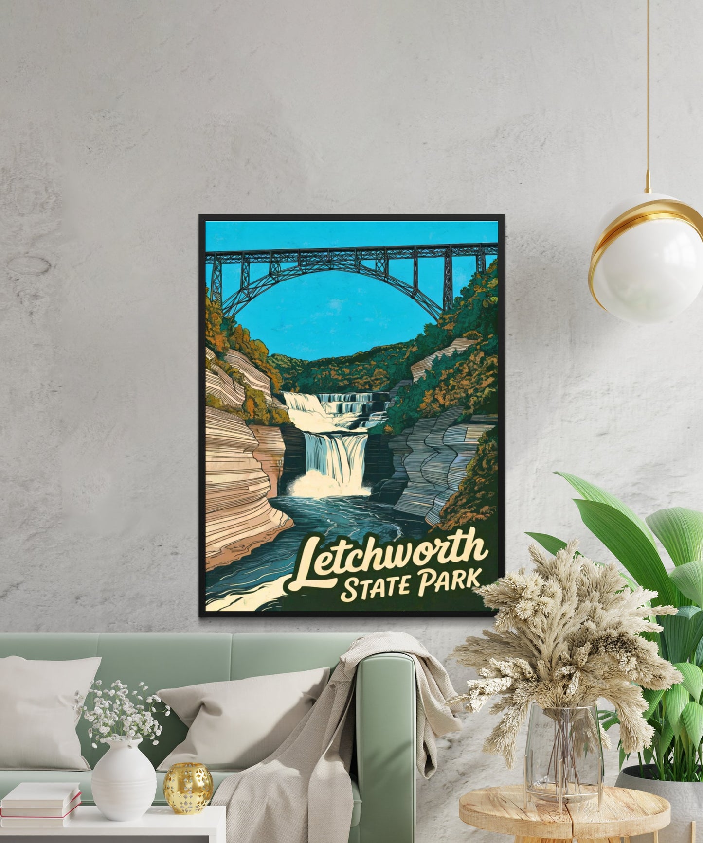 Letchworth State Park Vintage Travel Poster - Beneath the Falls, Above the Cliffs