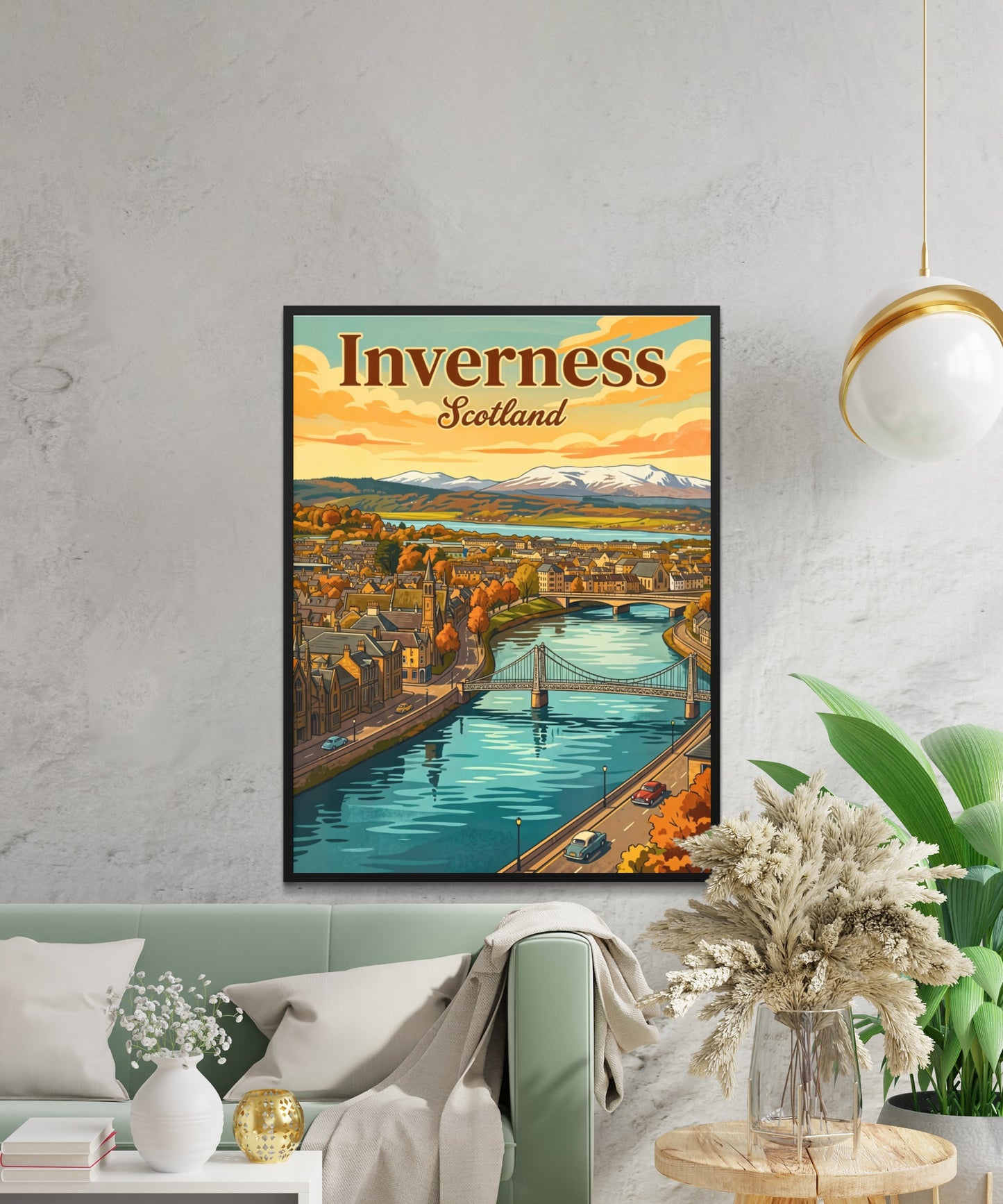 Inverness Vintage Travel Poster - Bridges and City
