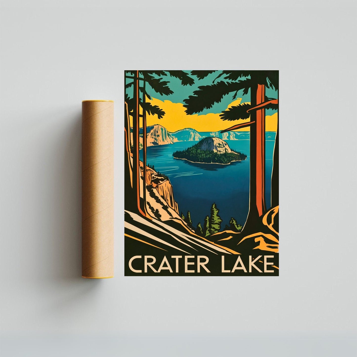 Crater Lake Vintage Travel Poster