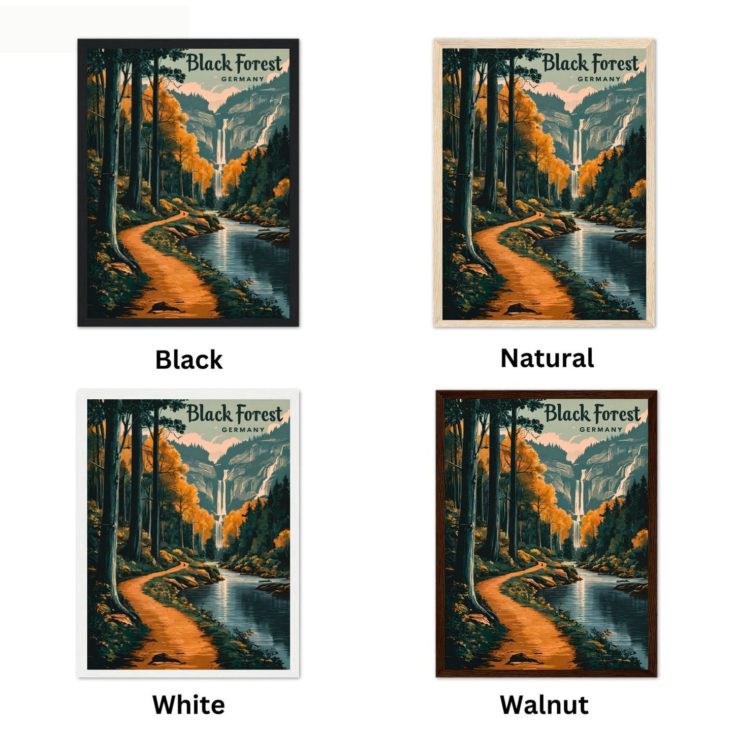 Black Forest Vintage Travel Poster - Triberg Waterfalls