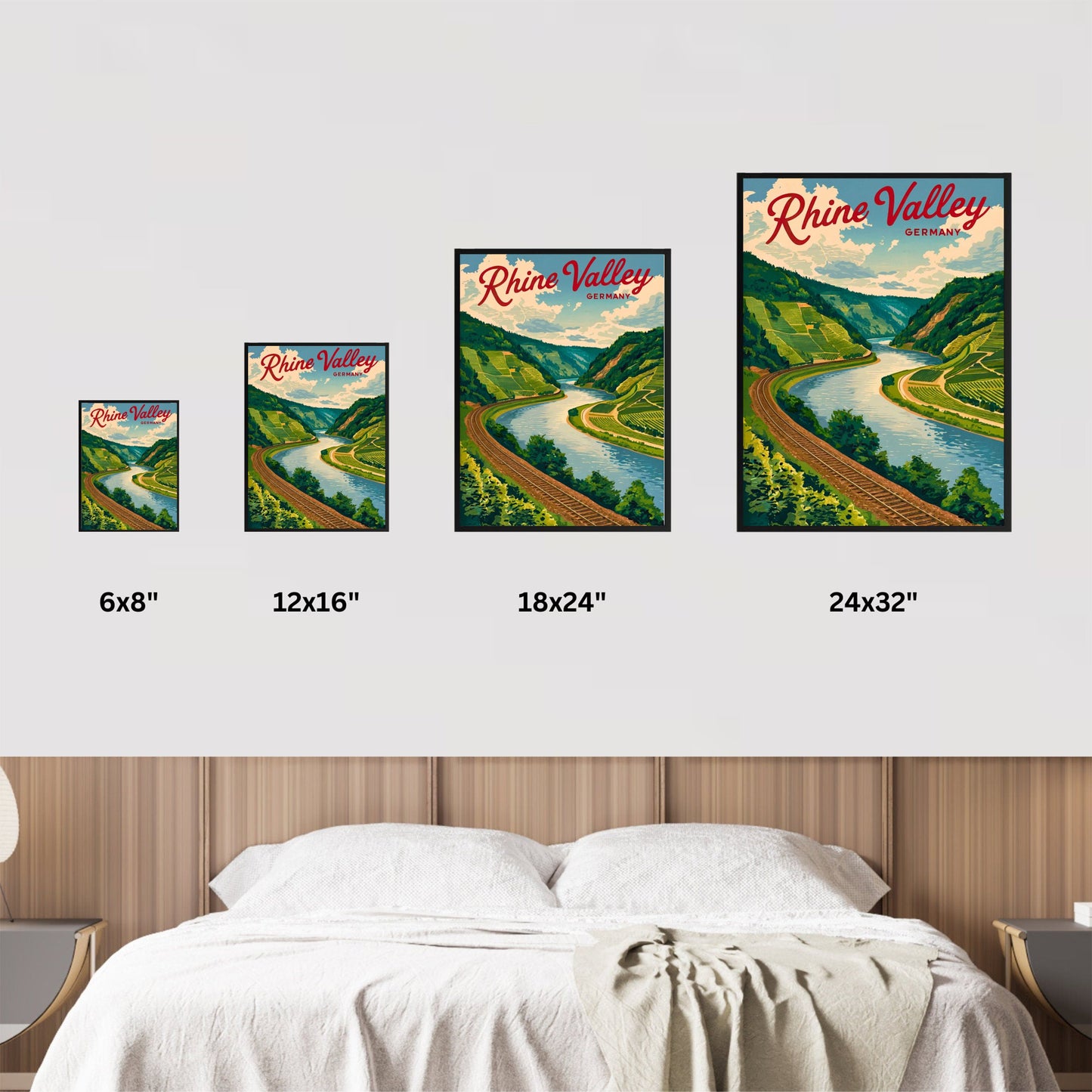 Rhine Valley Vintage Travel Poster - The Heart of Germany's Romantic River
