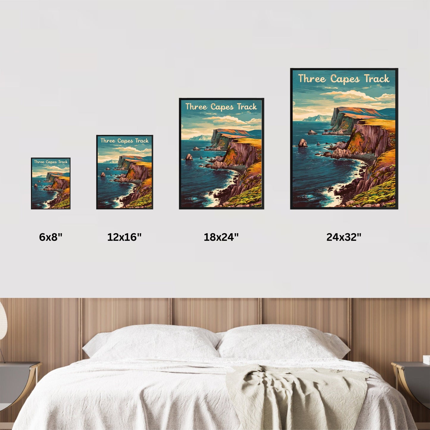 Three Capes Track Vintage Travel Poster - Timeless Tasmanian Coastal Beauty