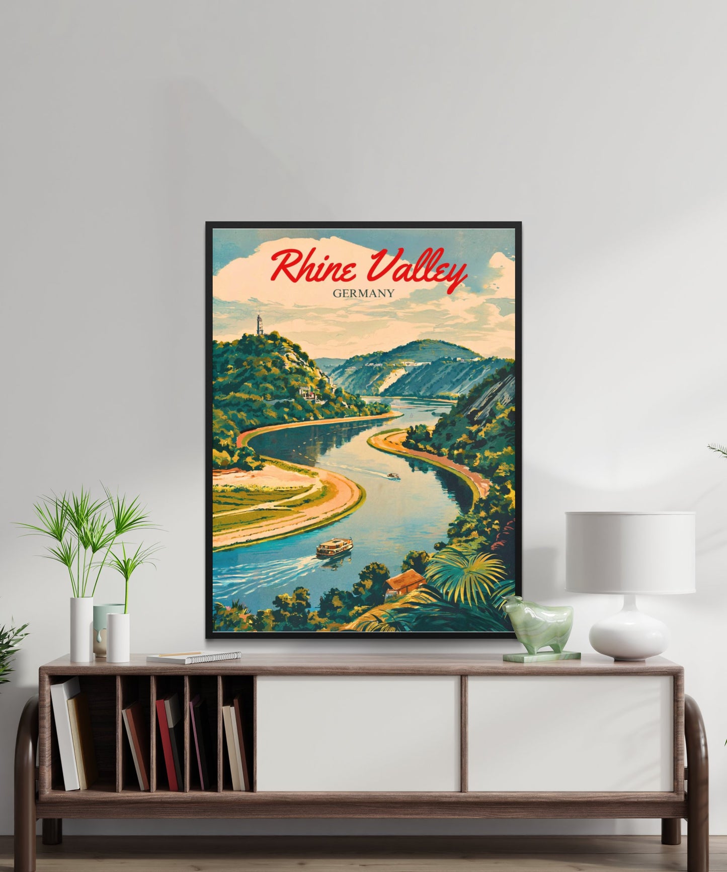 Rhine Valley Vintage Travel Poster