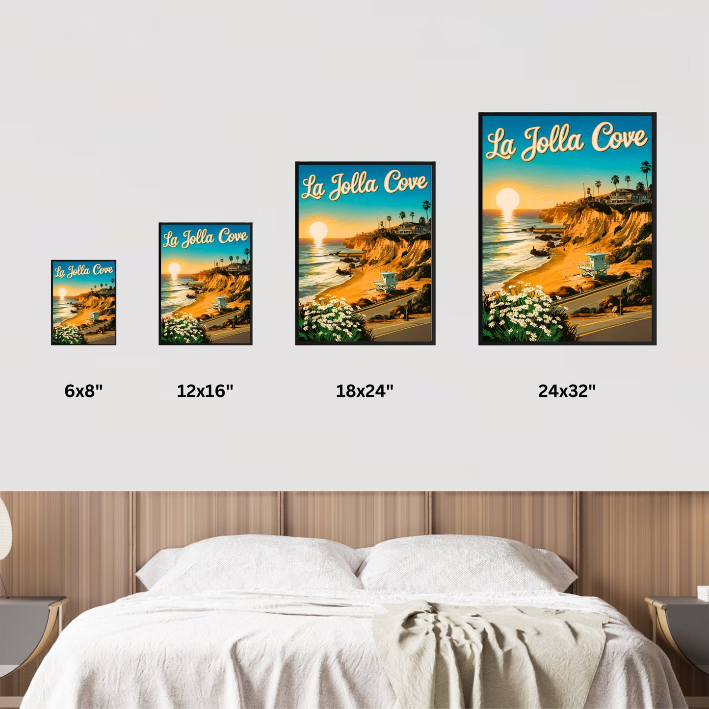 La Jolla Cove Vintage Travel Poster - Coastal Cliffs