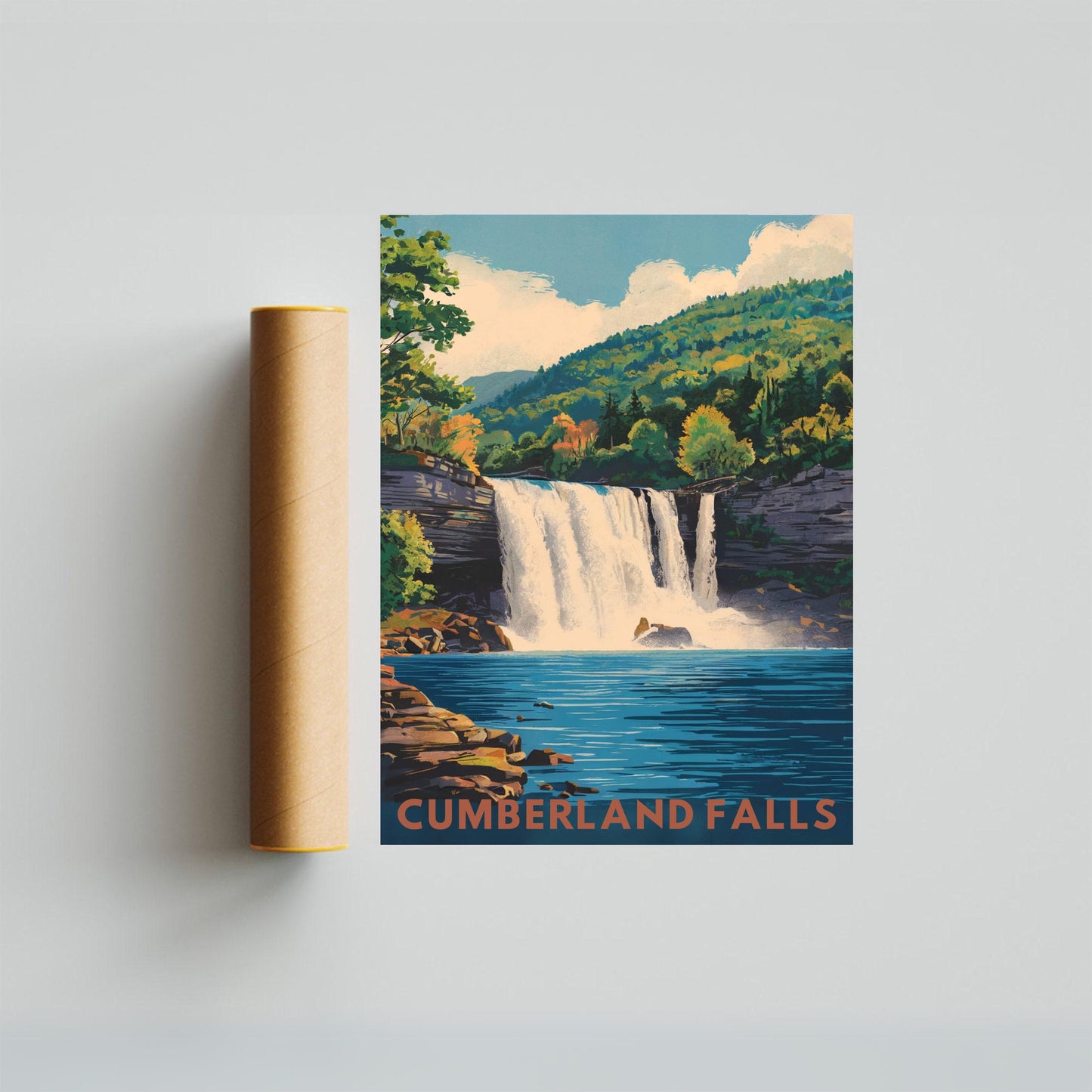 Cumberland Falls Vintage Travel Poster - Nature's Majestic Cascade