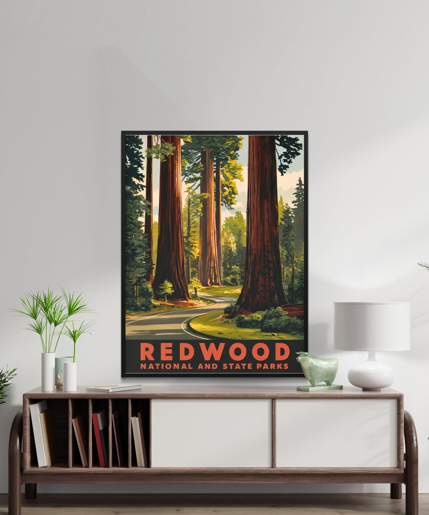 Redwood National and State Parks Vintage Travel Poster - Majestic Trees and Scenic Trails