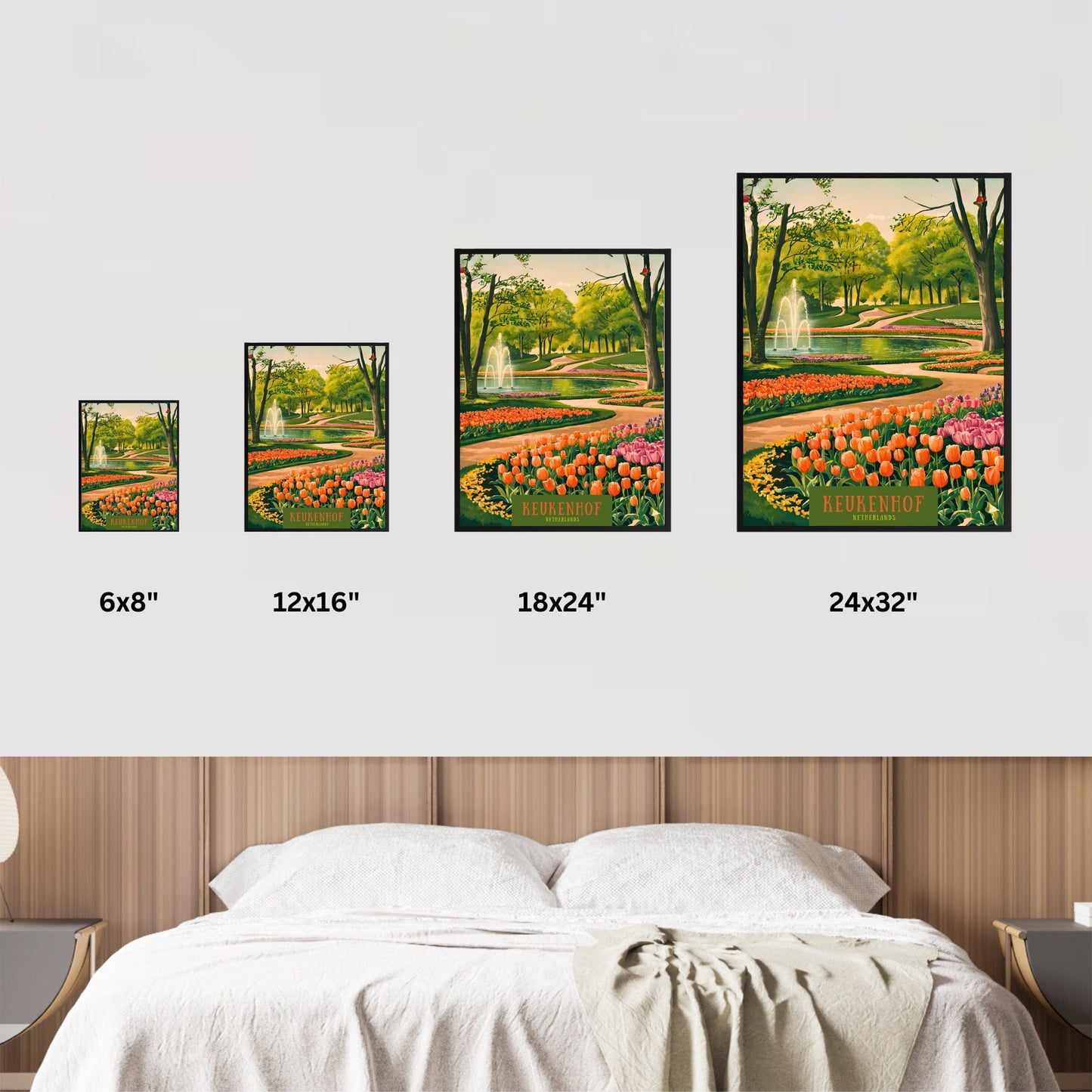 Keukenhof Lake Vintage Travel Poster - Botanical Garden