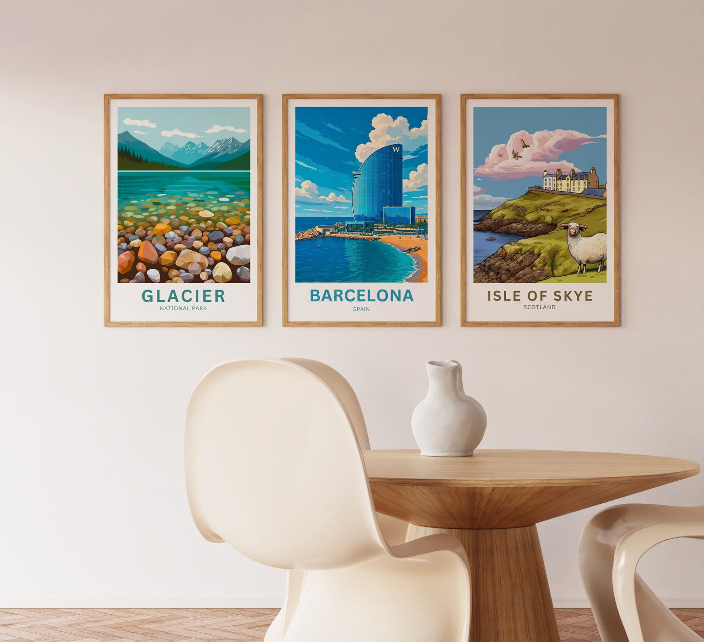 Barcelona Travel Poster - Spain Skyline Icon