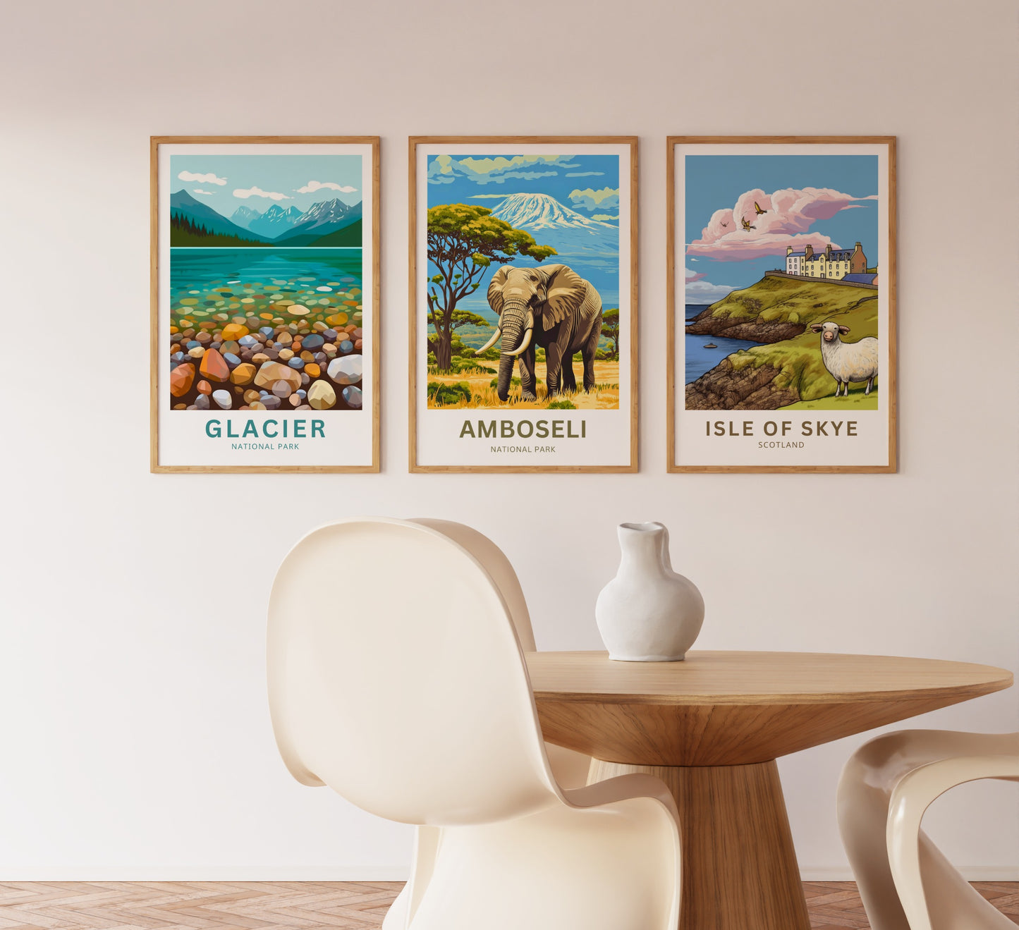 Amboseli National Park Travel Poster - Charming Elephant and Breathtaking view of Kilimanjaro