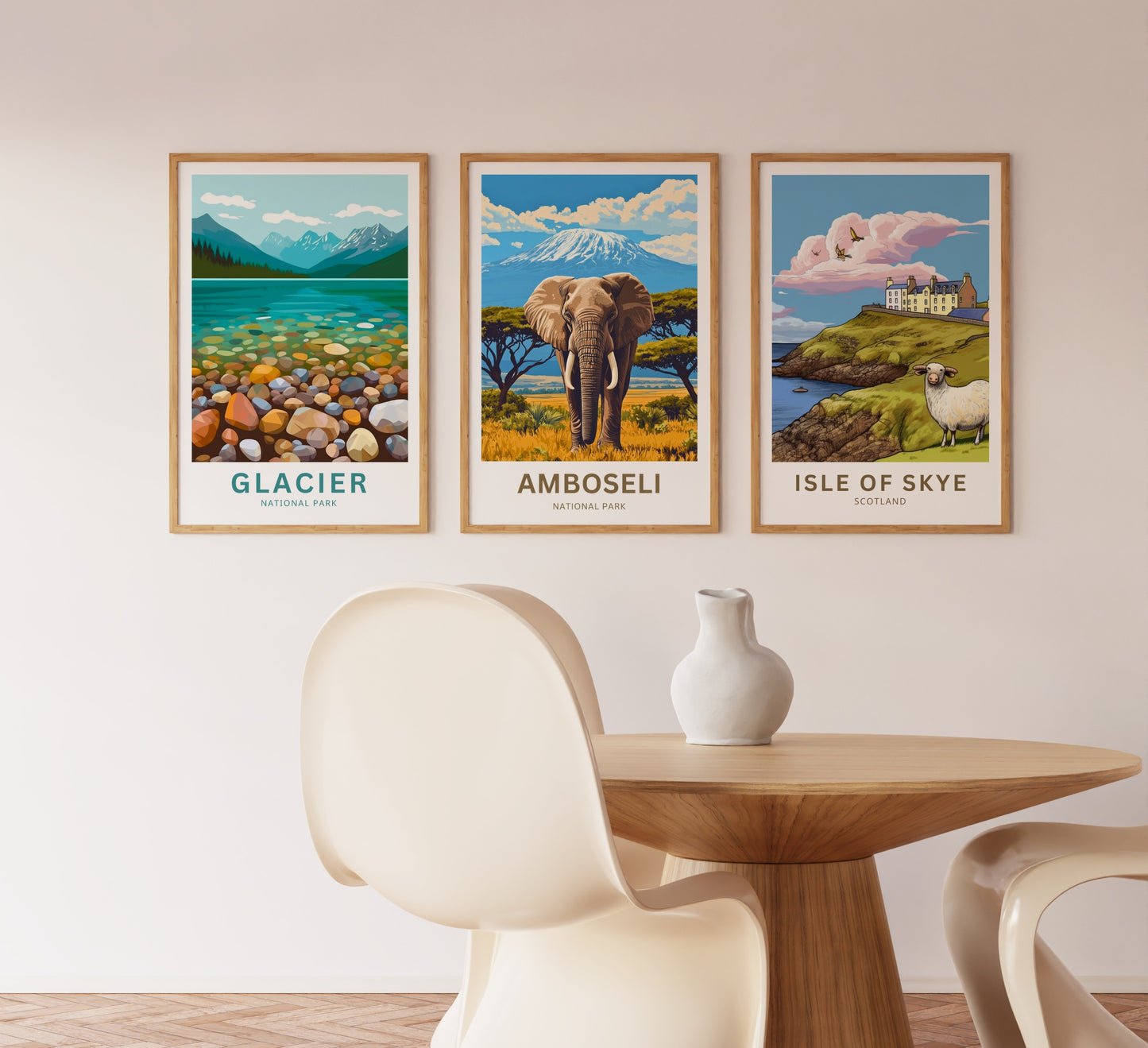 Amboseli National Park Travel Poster - Stunning Elephant and Majestic Kilimanjaro View