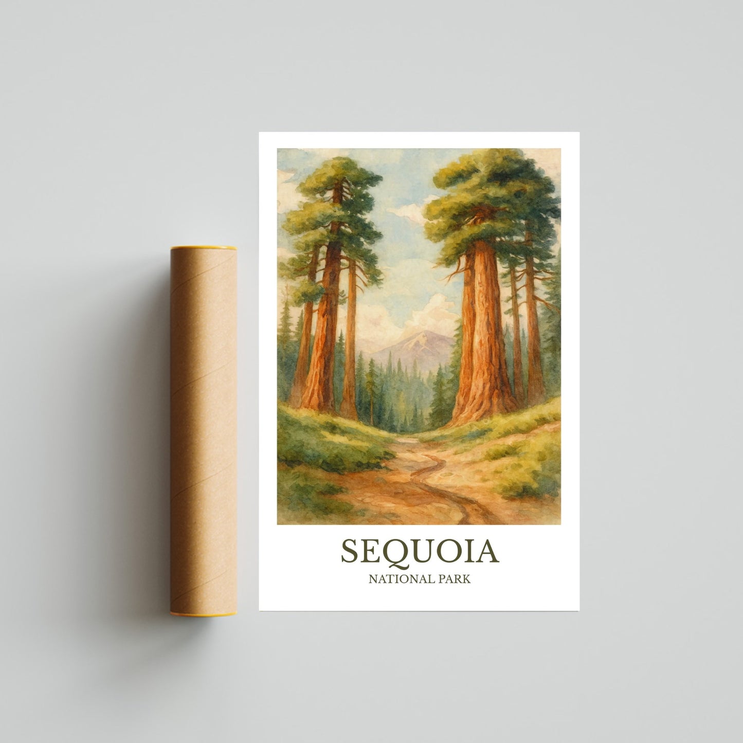Sequoia National Park, Watercolor design poster, California Print, Sequoia National Park Wall Art