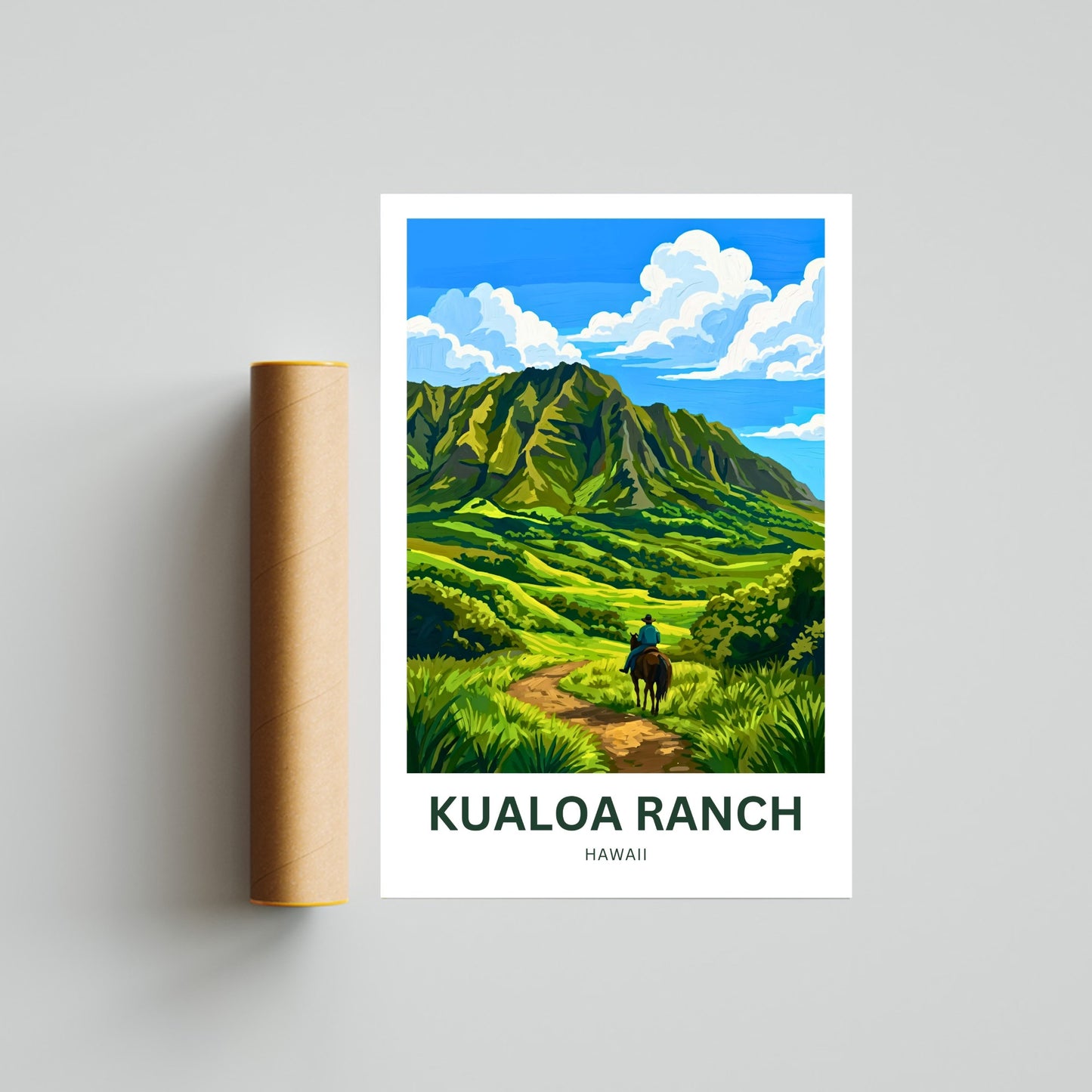 Kualoa Ranch Travel Poster - Windward paradise