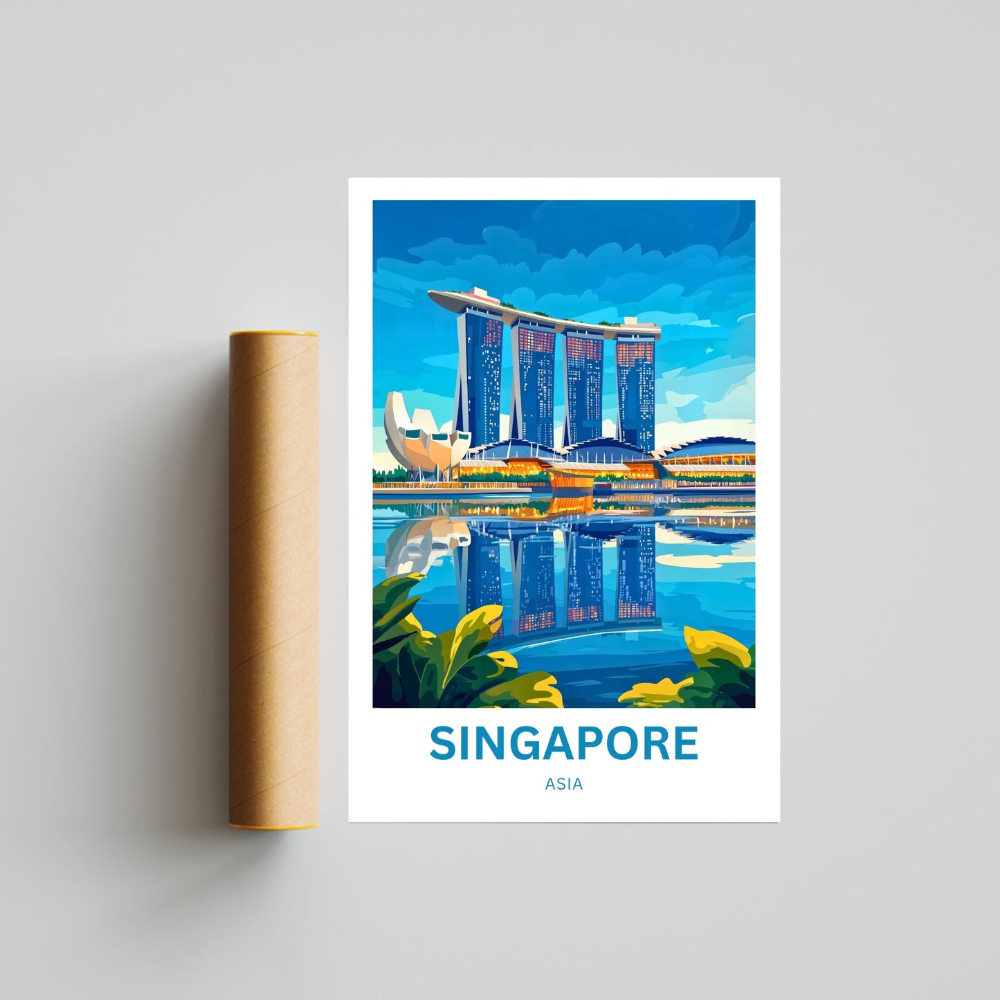 Singapore Travel Poster - Stunning Marina Bay View