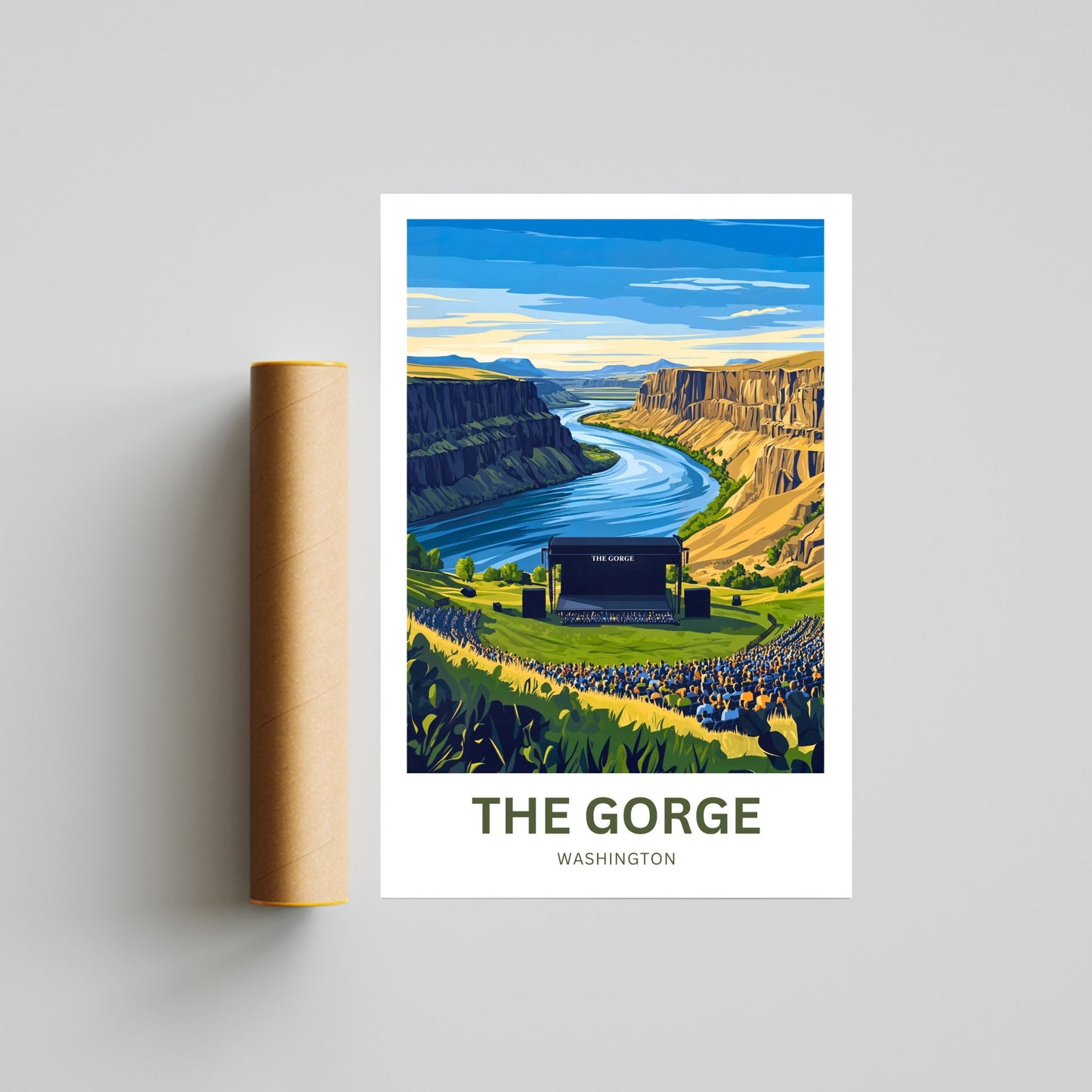 The Gorge Travel Poster- Echoes Above the Columbia