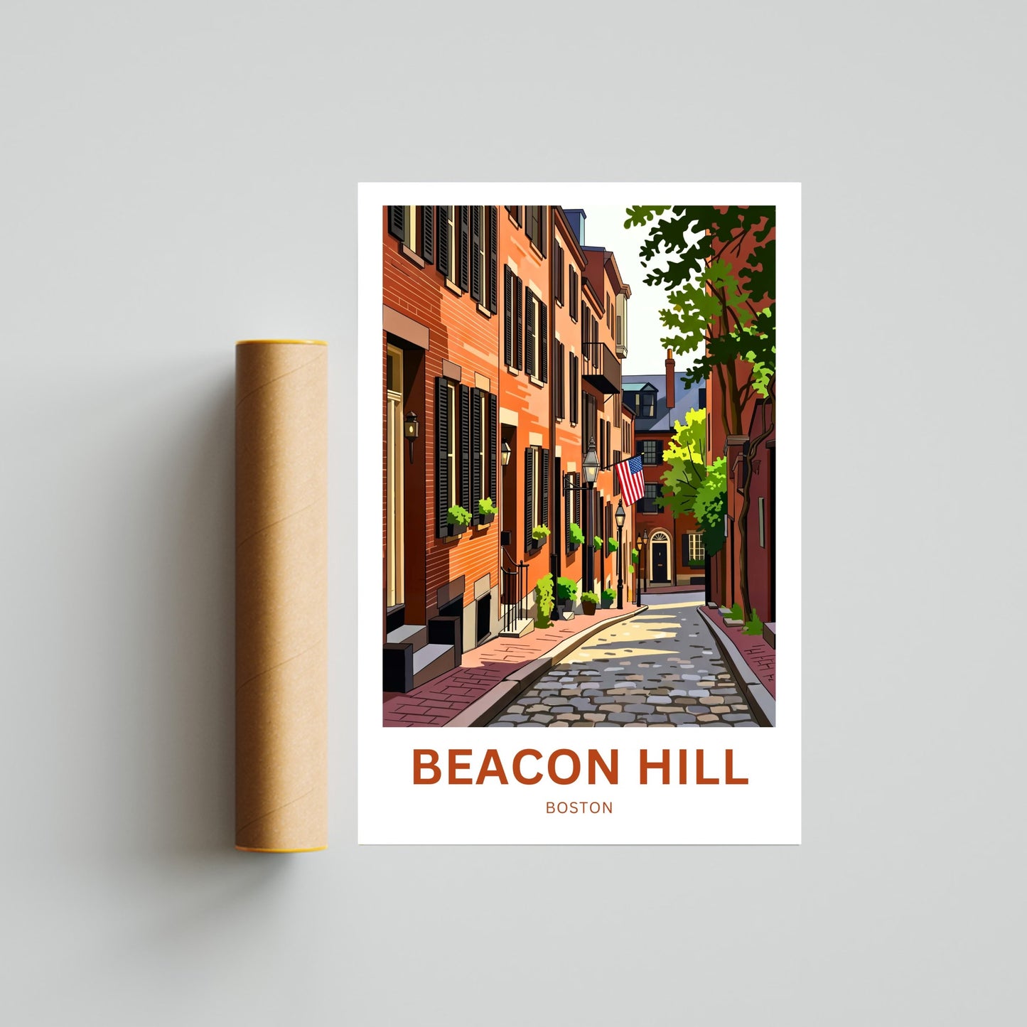 Beacon Hill Travel Poster - Acorn Street Glow