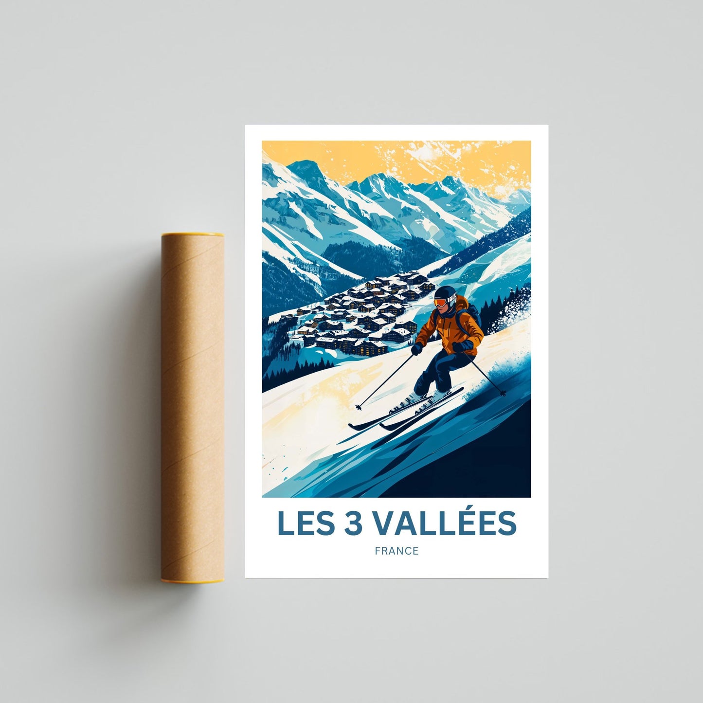 Les 3 Vallées Travel Poster - Powder Paradise Ski of LES 3 VALLÉES